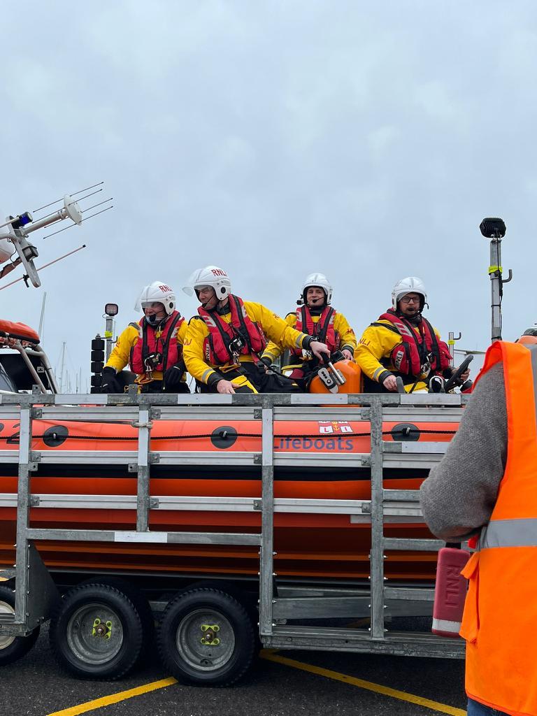 Lymington lifeboat with crew