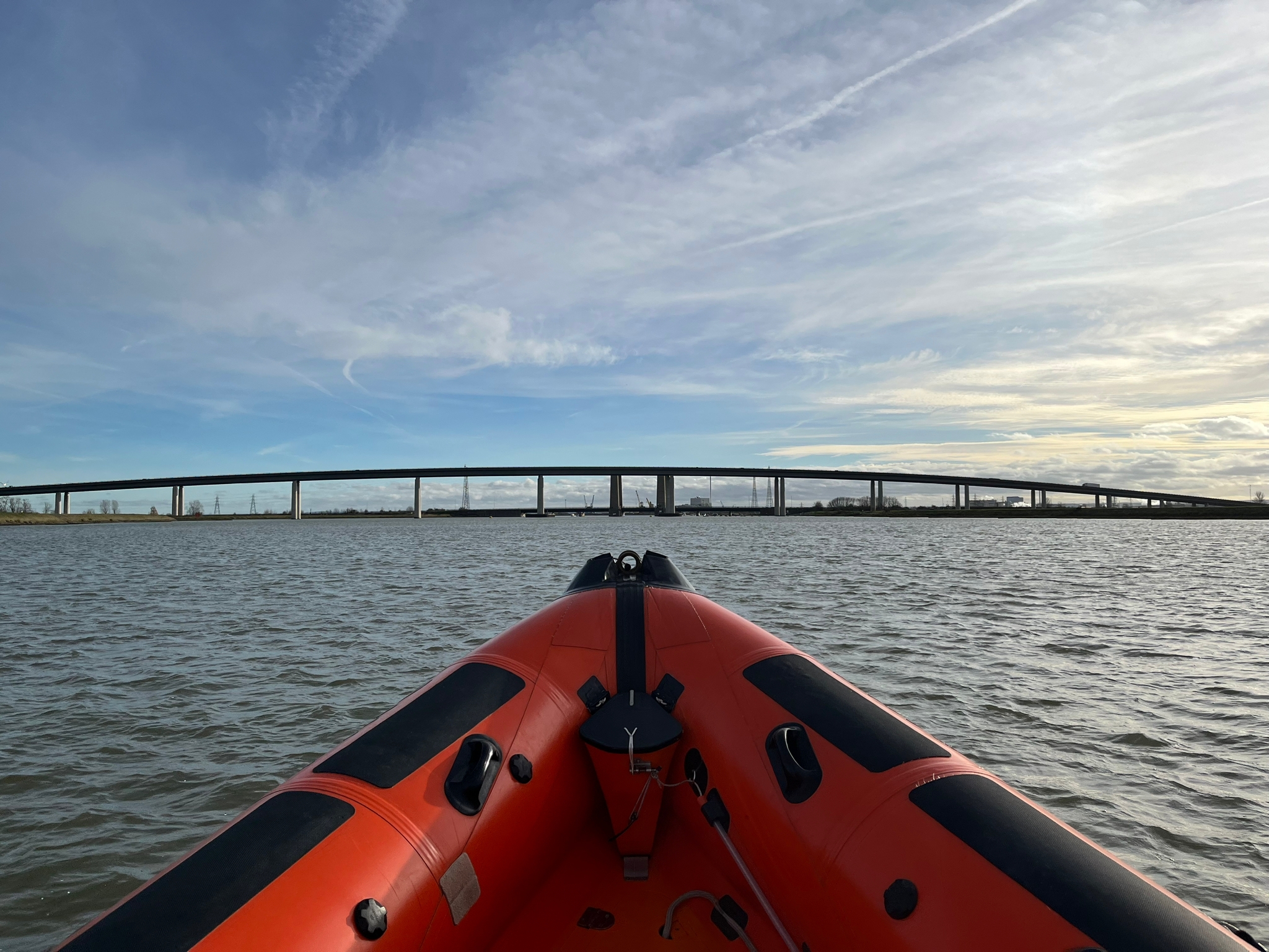 The Kingsferry Bridge in the Swale as seen from Whitstable lifeboat.