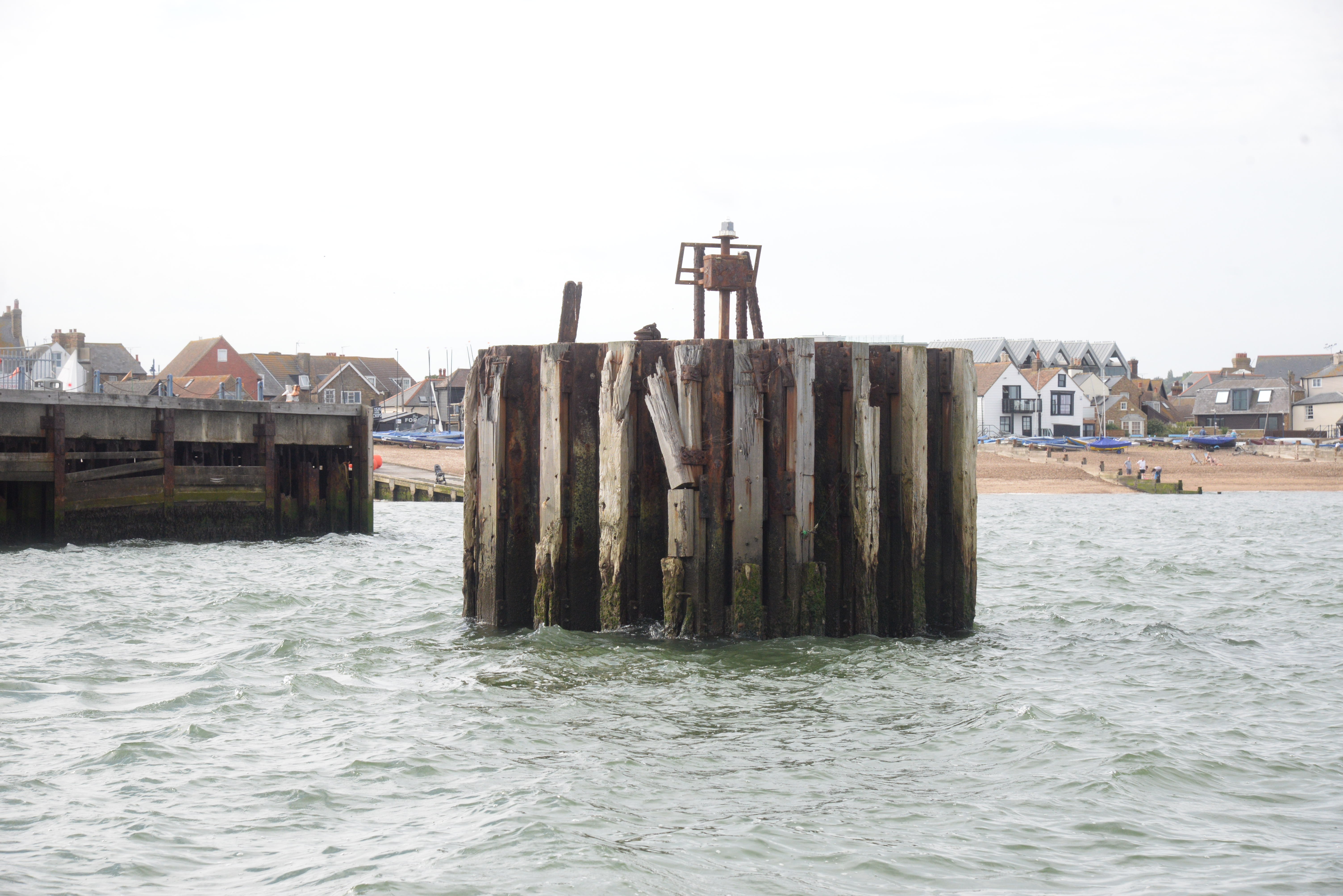 The seperate mooring structure known as a 'Dolphin' off the end of the West quay at Whitstable harbour.Picture: RNLI Whitstable.