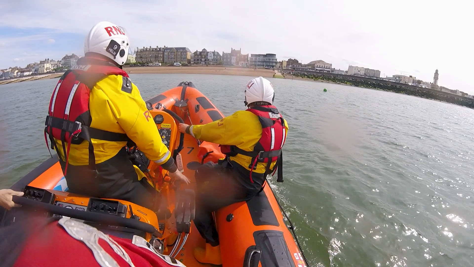 Whitstable lifeboat approaches the Herne Bay harbour arm during the call to a teenage paddleboarder on the rocks on Sunday afternoon. Picture: Sam Turner/RNLI Whitstable.