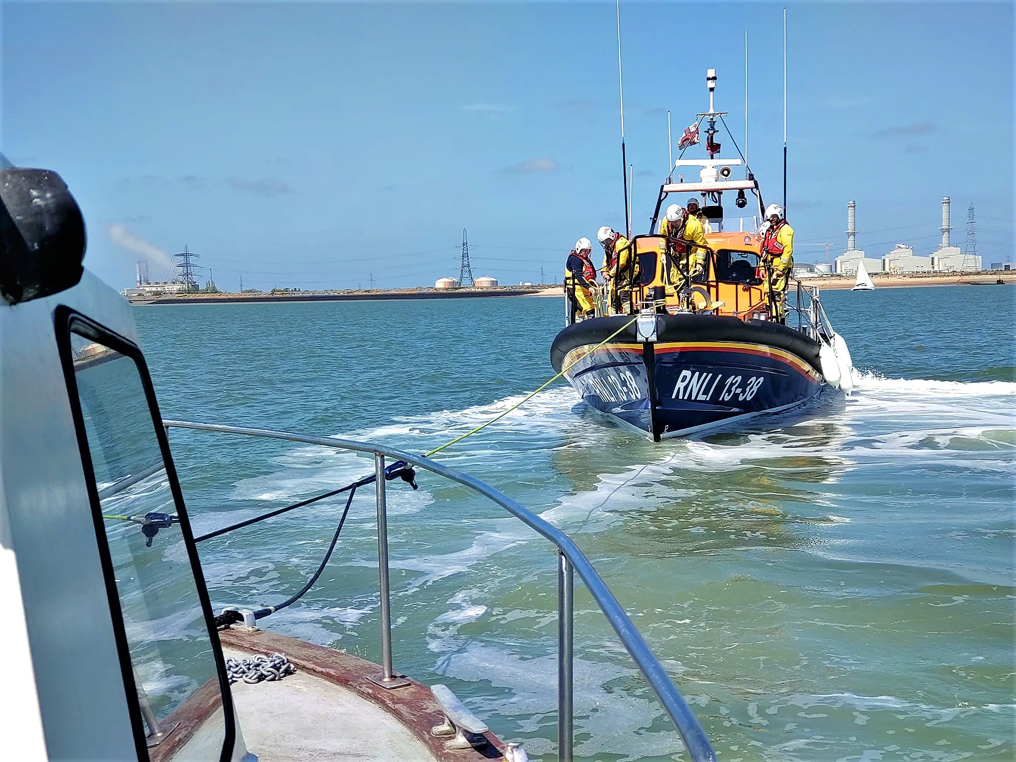 The all-weather lifeboat on crew training for towing skills 