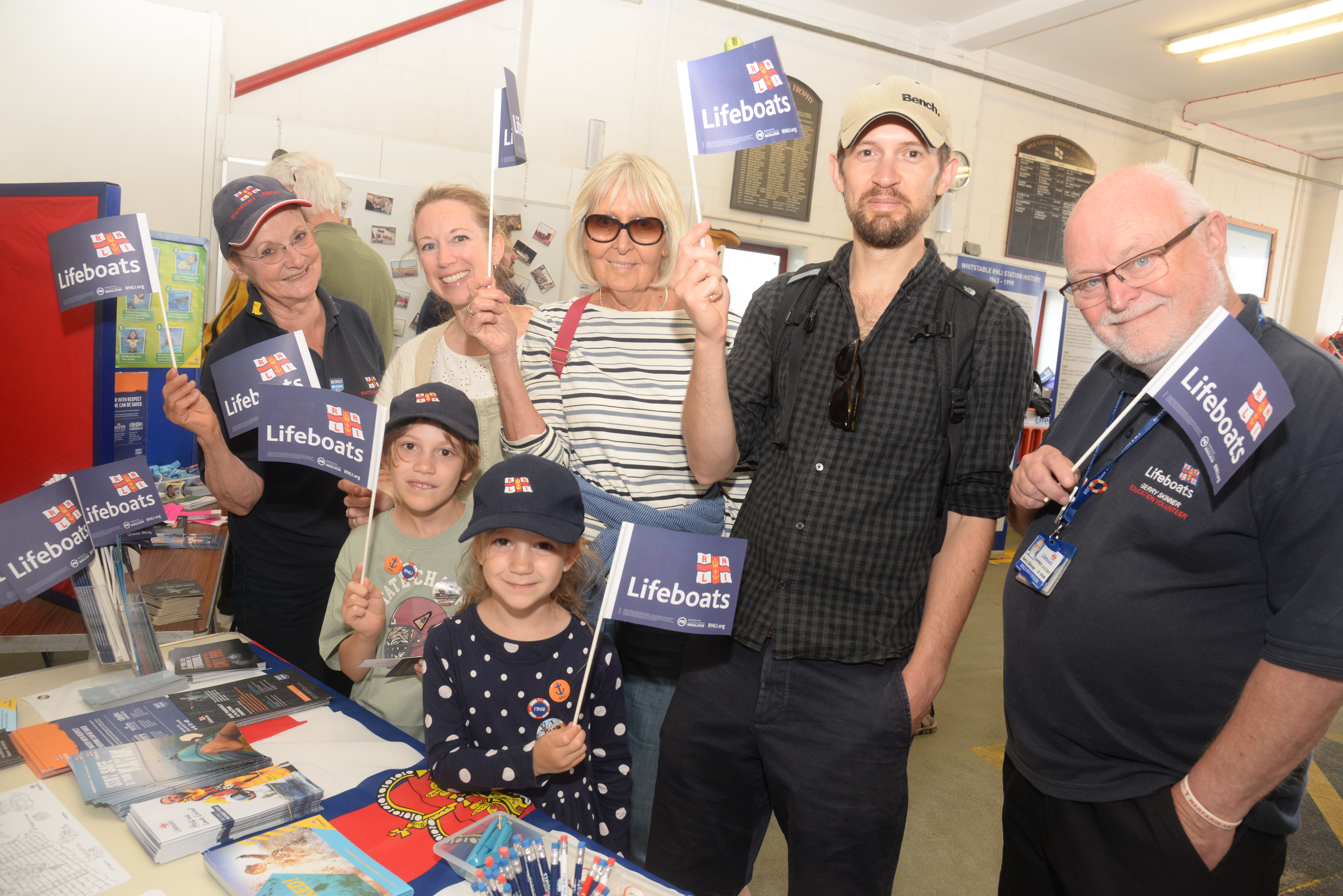 Sue Evans, left and Gerry Skinner, right with visitors to the education and sea safety stalls at the Whitstable RNLI 60th Anniversary and open weekend on Sunday.