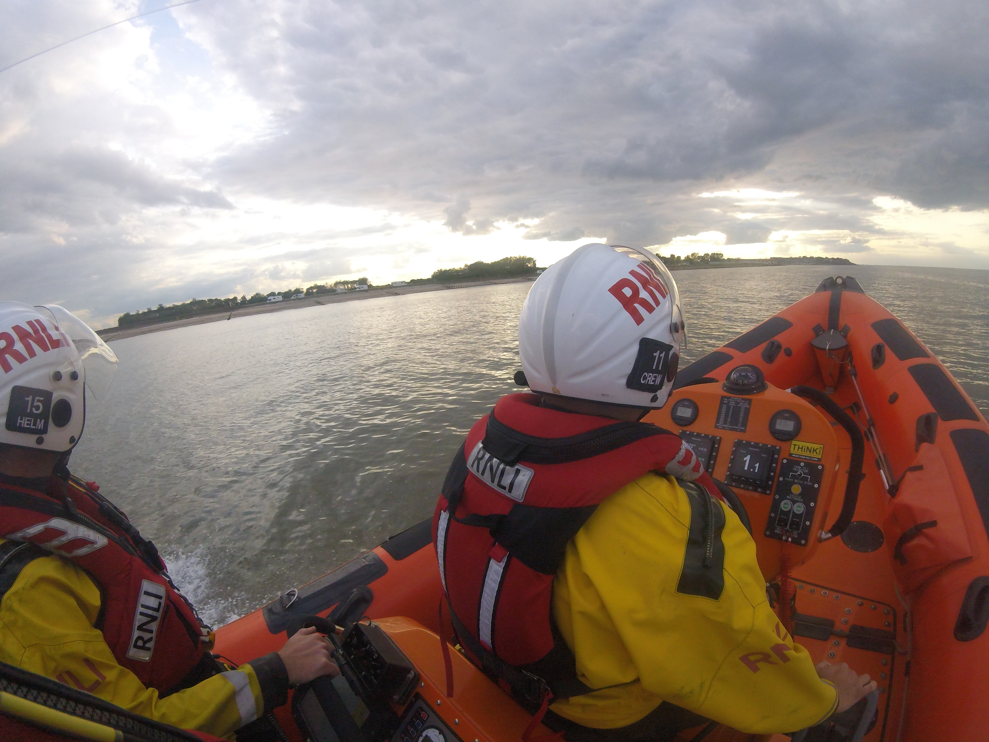 Onboard the Whitstable Atlantic 85 Lifeboat Lewisco during the search for a missing kayaker off the Isle of Sheppey on Tuesday evening.