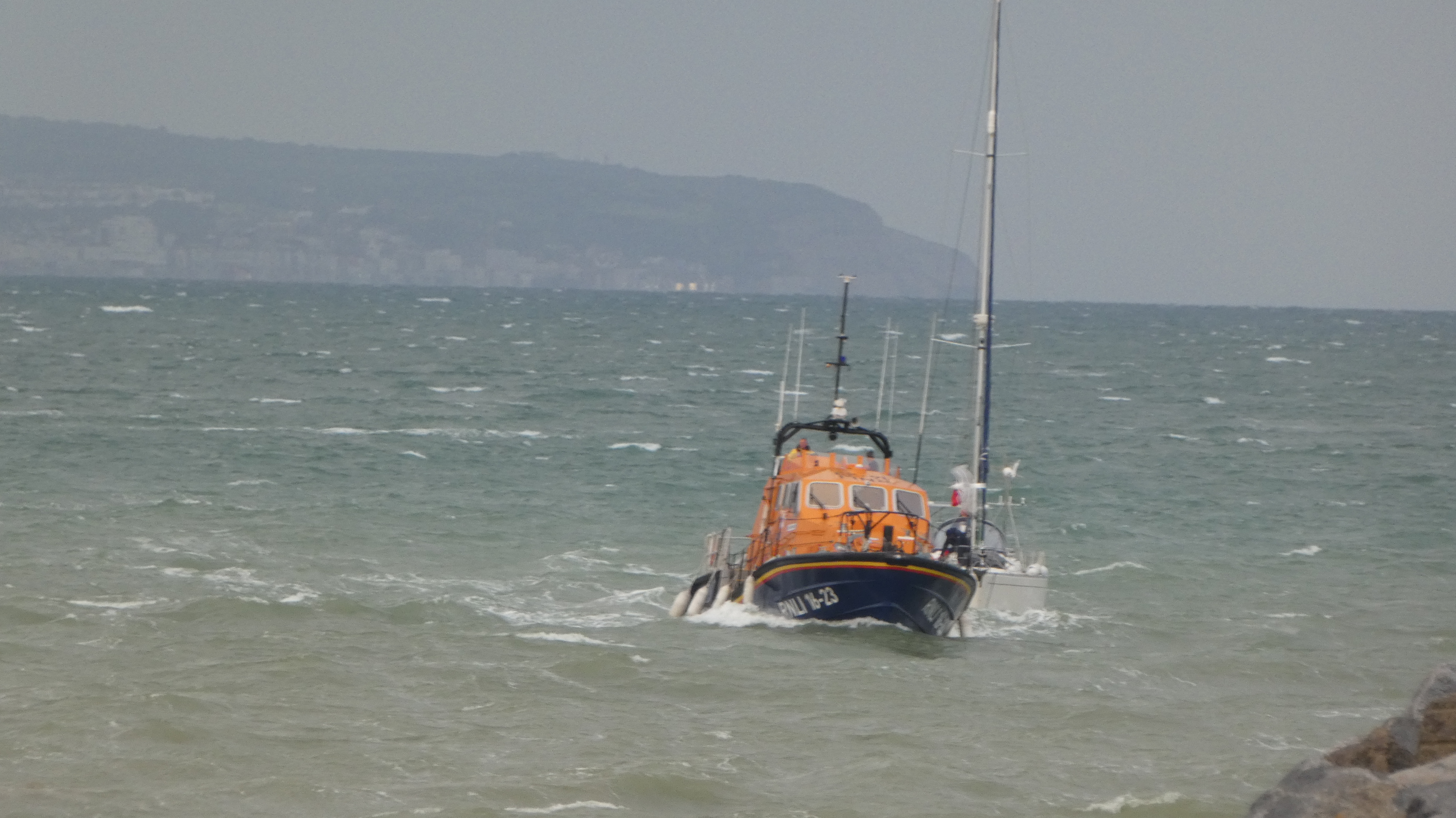 Tamar with vessel approaching harbour