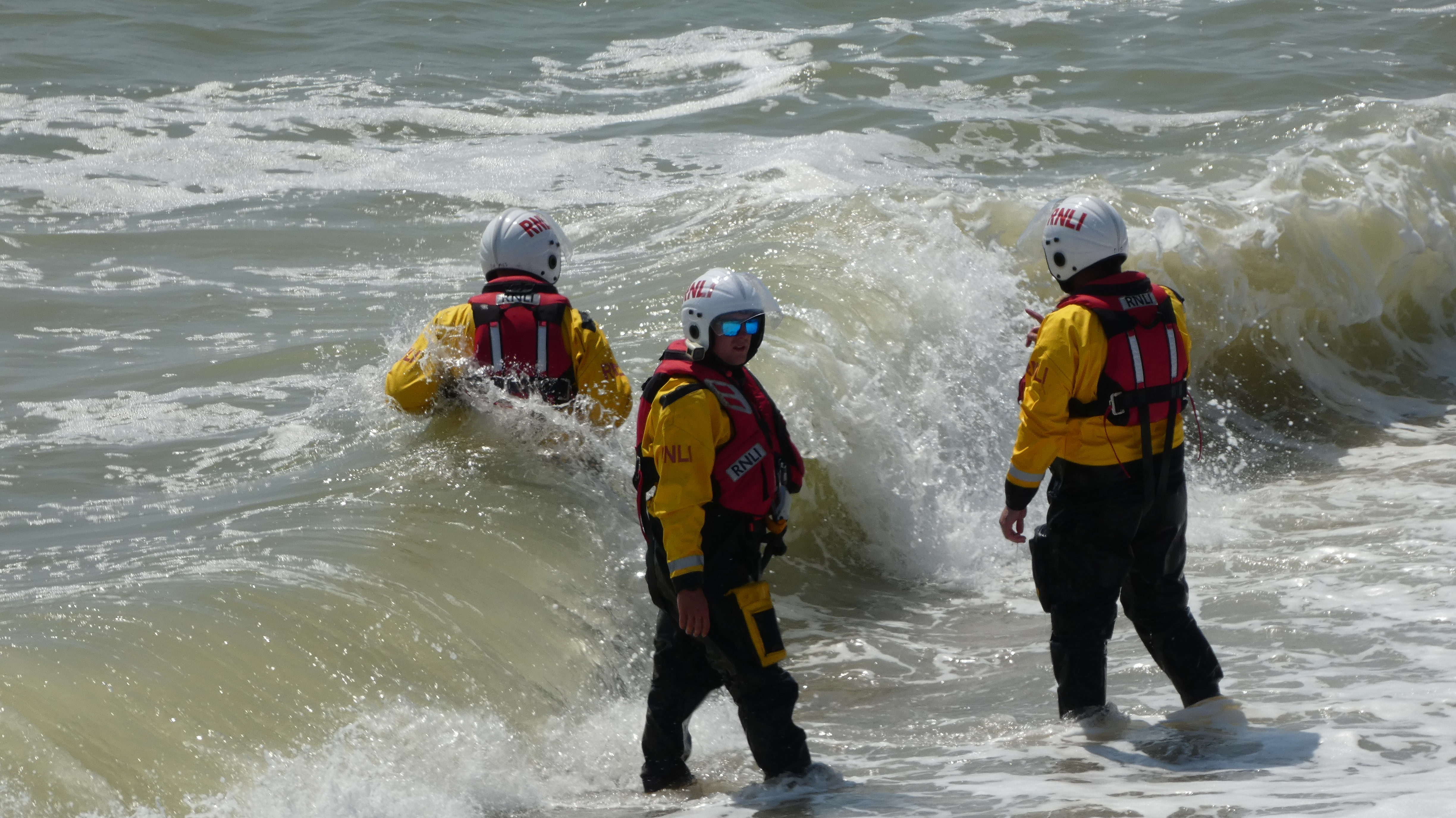 Three crew in the water 