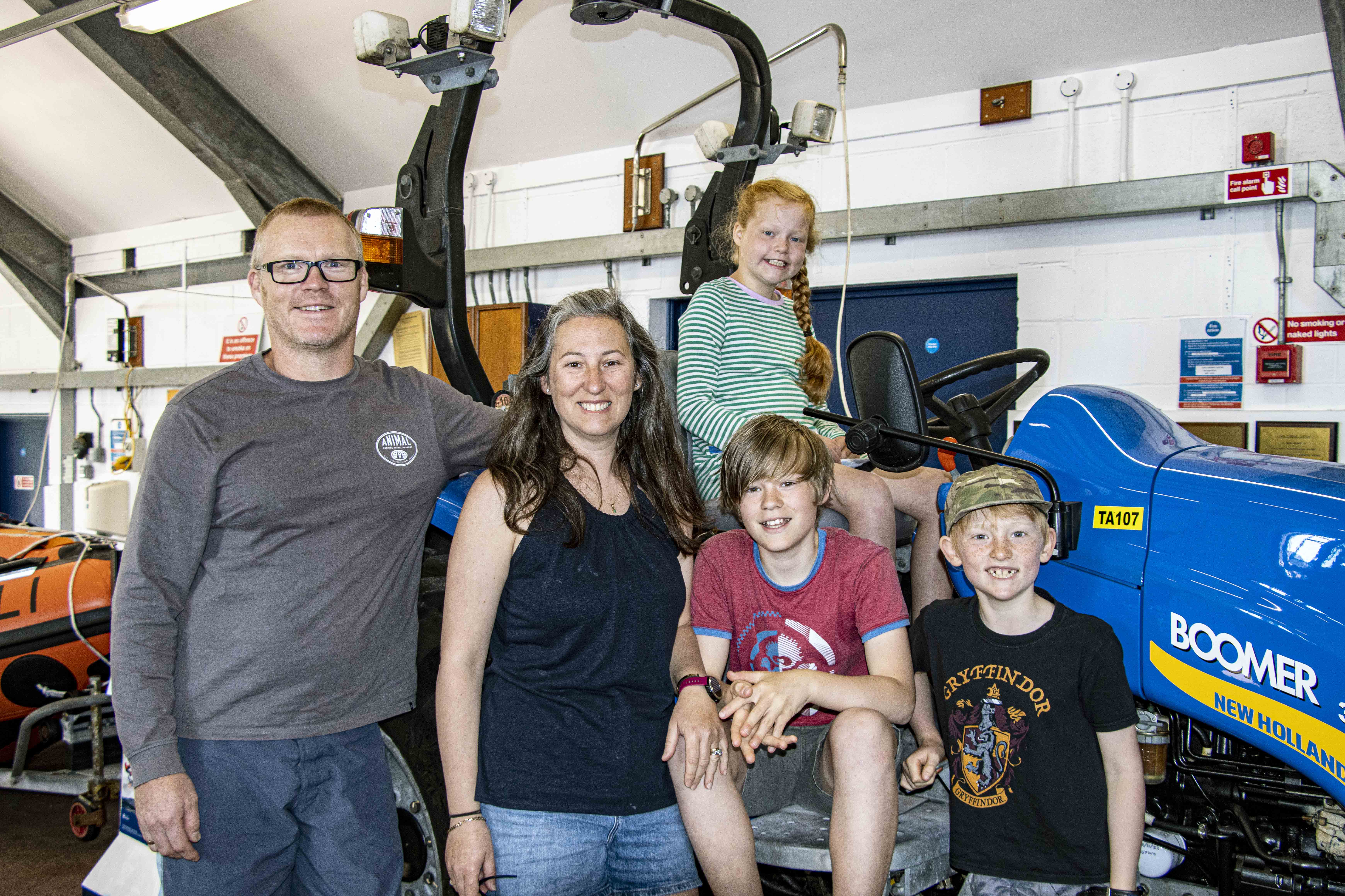 Sarah and Anthony Barker with Isabelle, Jack and Harry on a recent visit to Looe Lifeboat Station