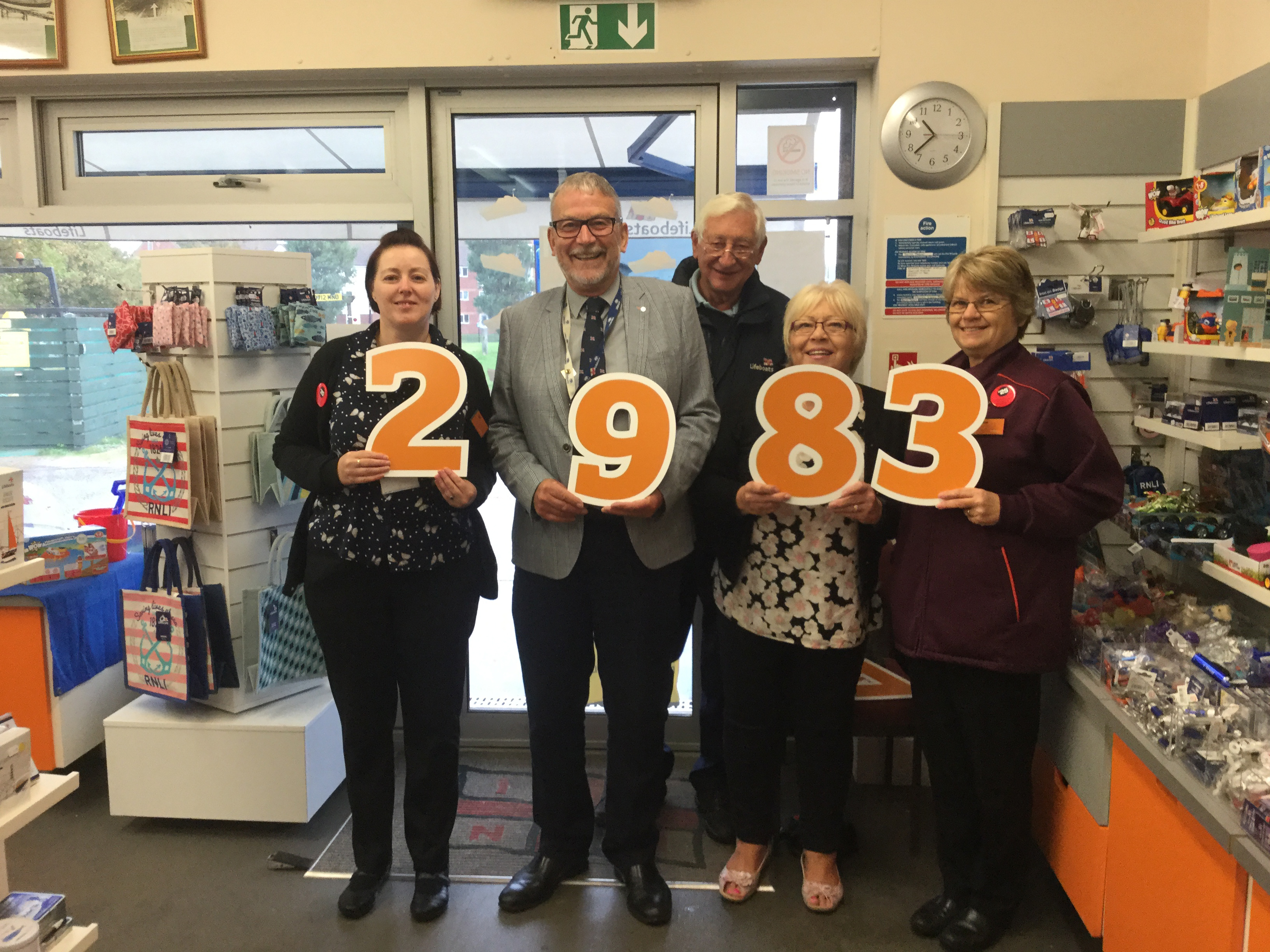 RNLI Clacton - Peter Edwards (centre back) with RNLI fundraising volunteers and community members