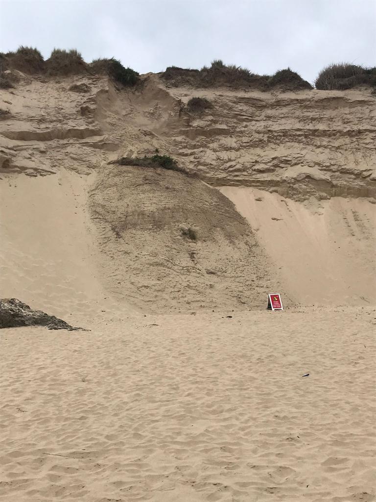 Unstable dunes at Crantock Beach, Newquay