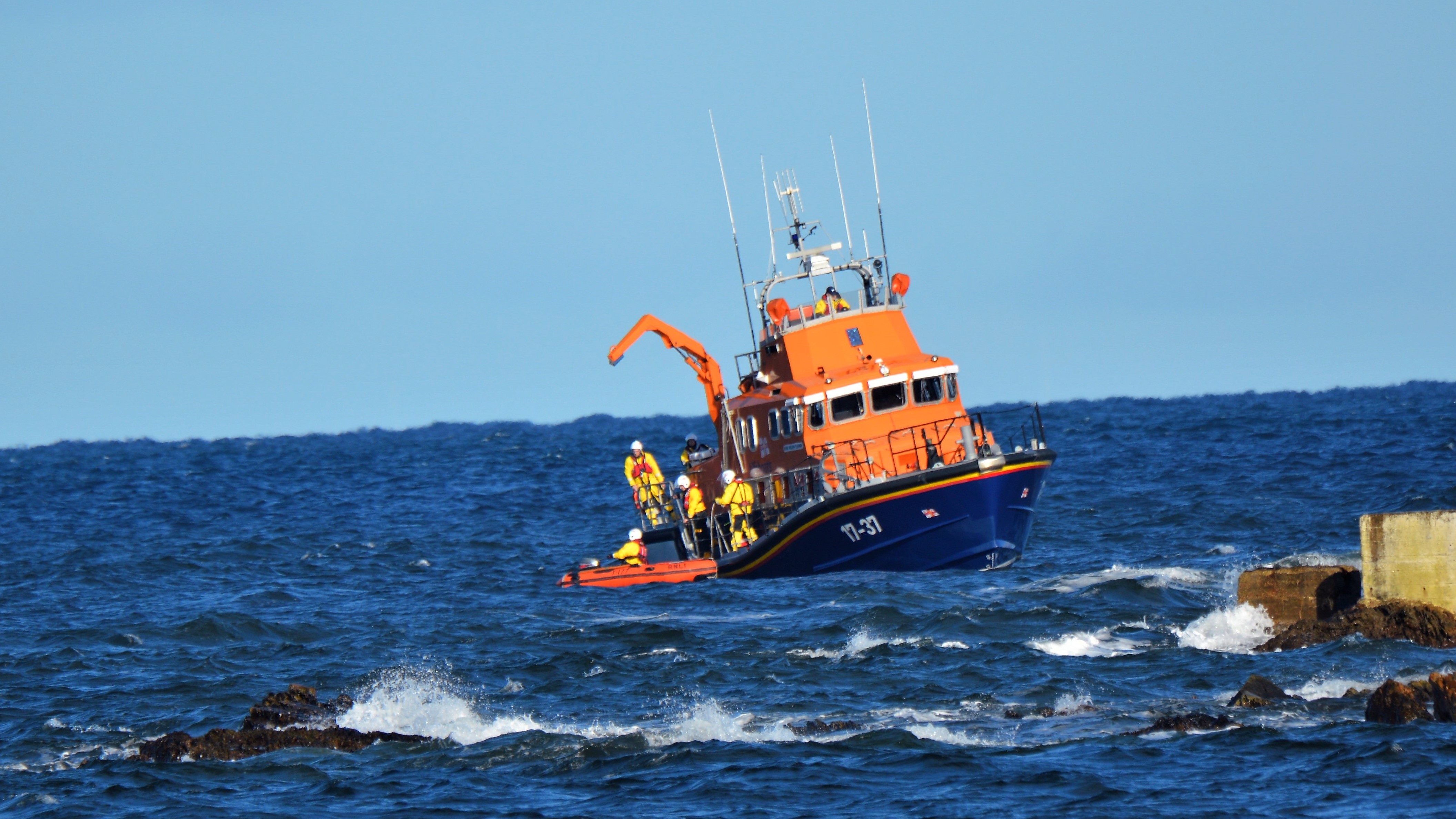The RNLI’s Buckie Lifeboat launches its daughter-craft, the Y-boat, close inshore (library image)