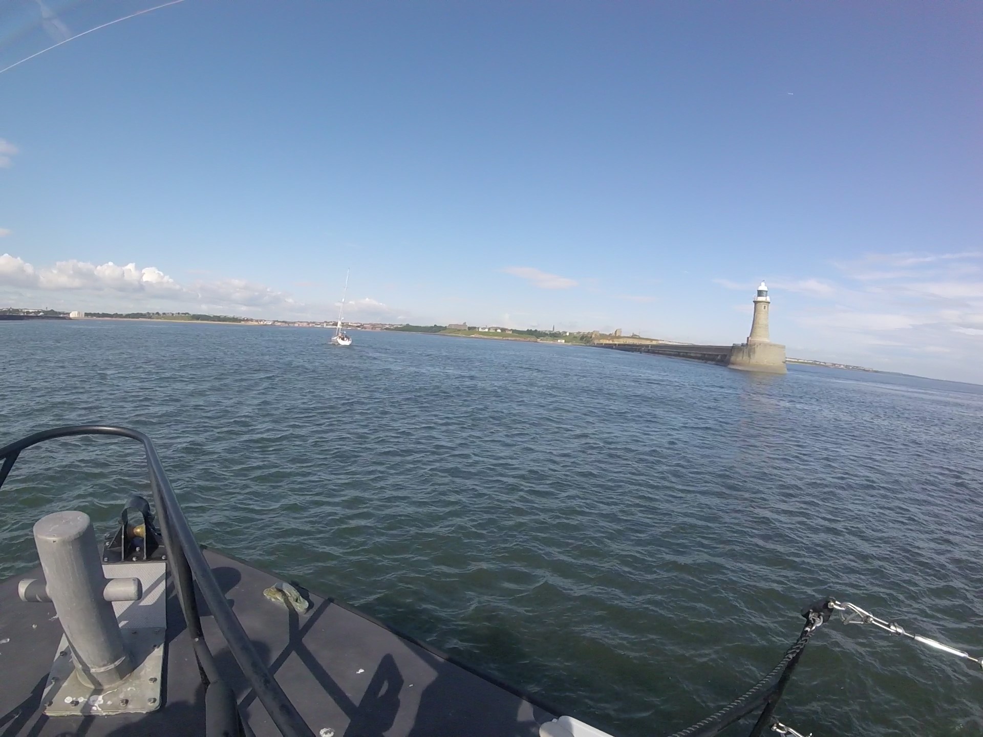 Tynemouth Lifeboat Escorting a Yacht through the Tynemouth Piers 