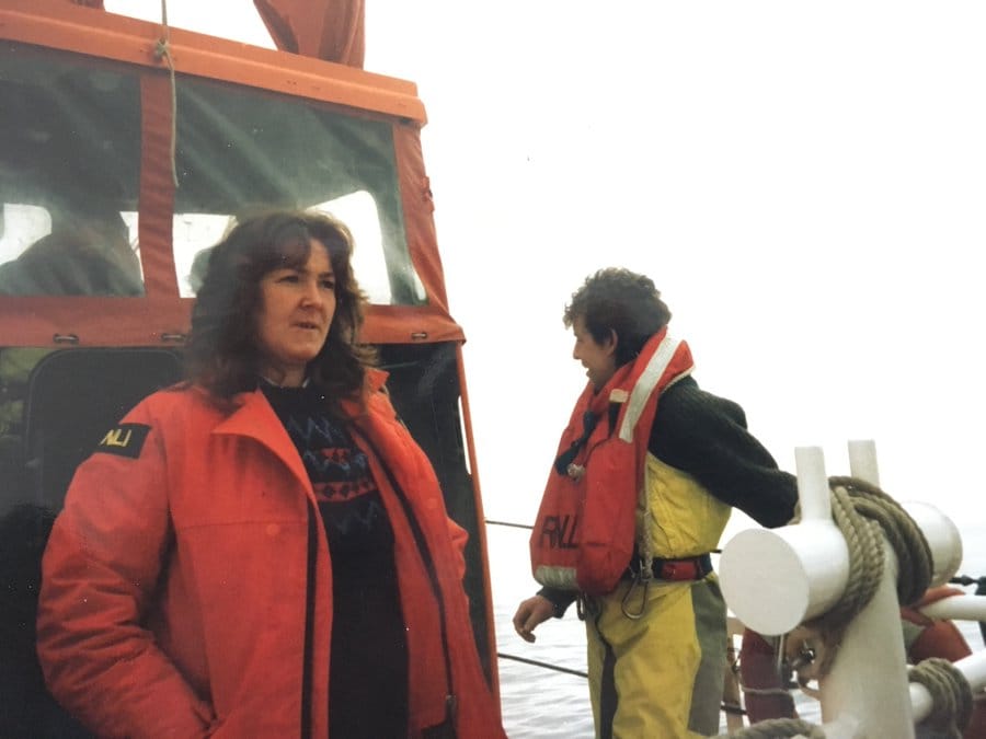 Archive photo of Frances Glody aboard lifeboat
