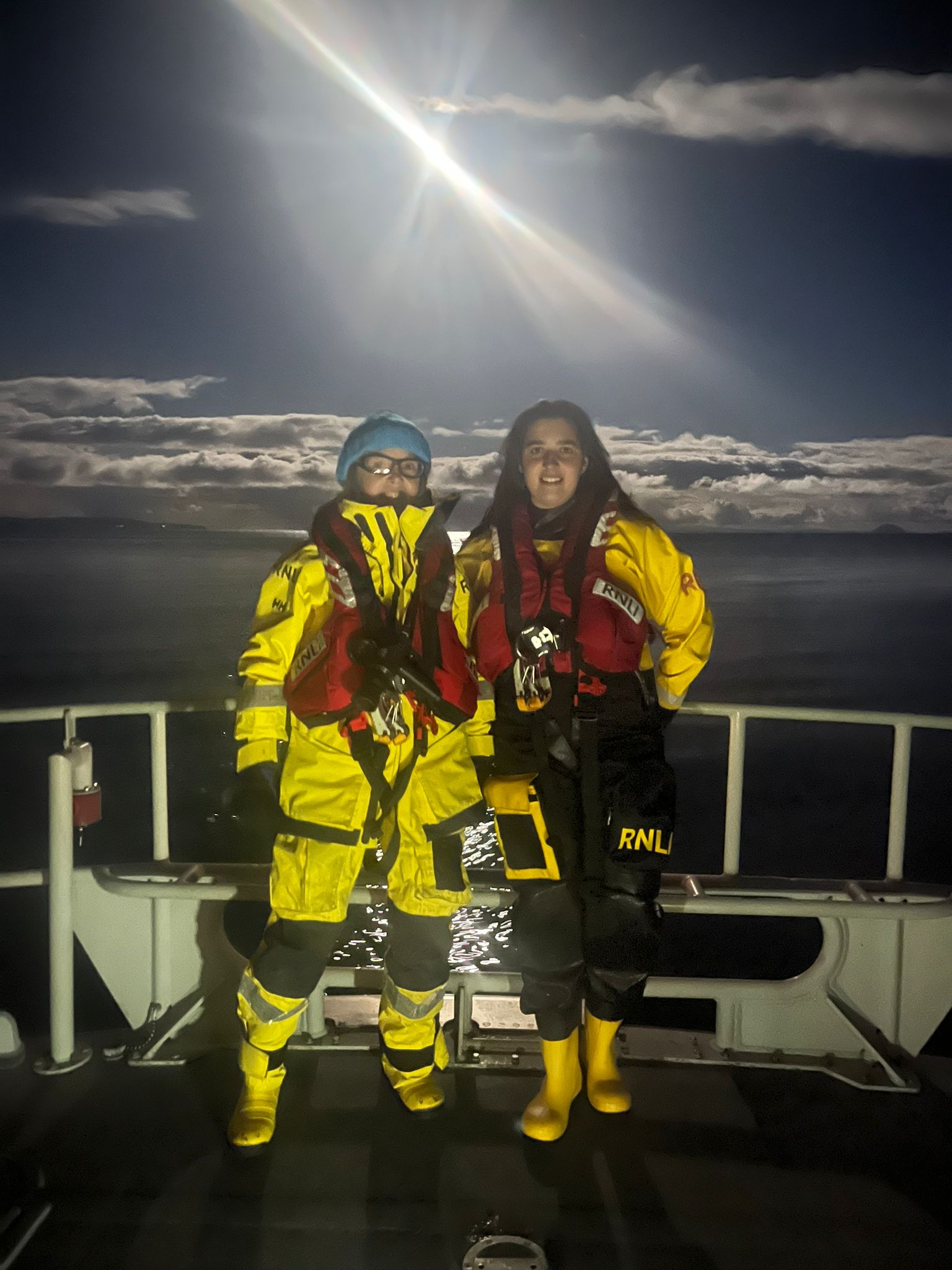 Two female volunteer lifeboat crew members
