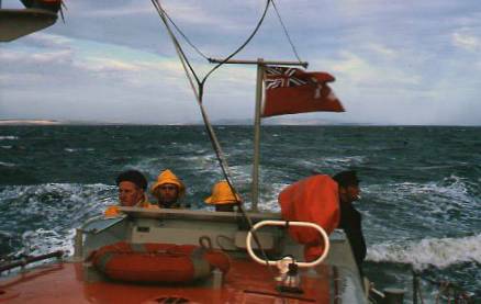 Tim (second left) on the Mary Joicey passage from boatyard