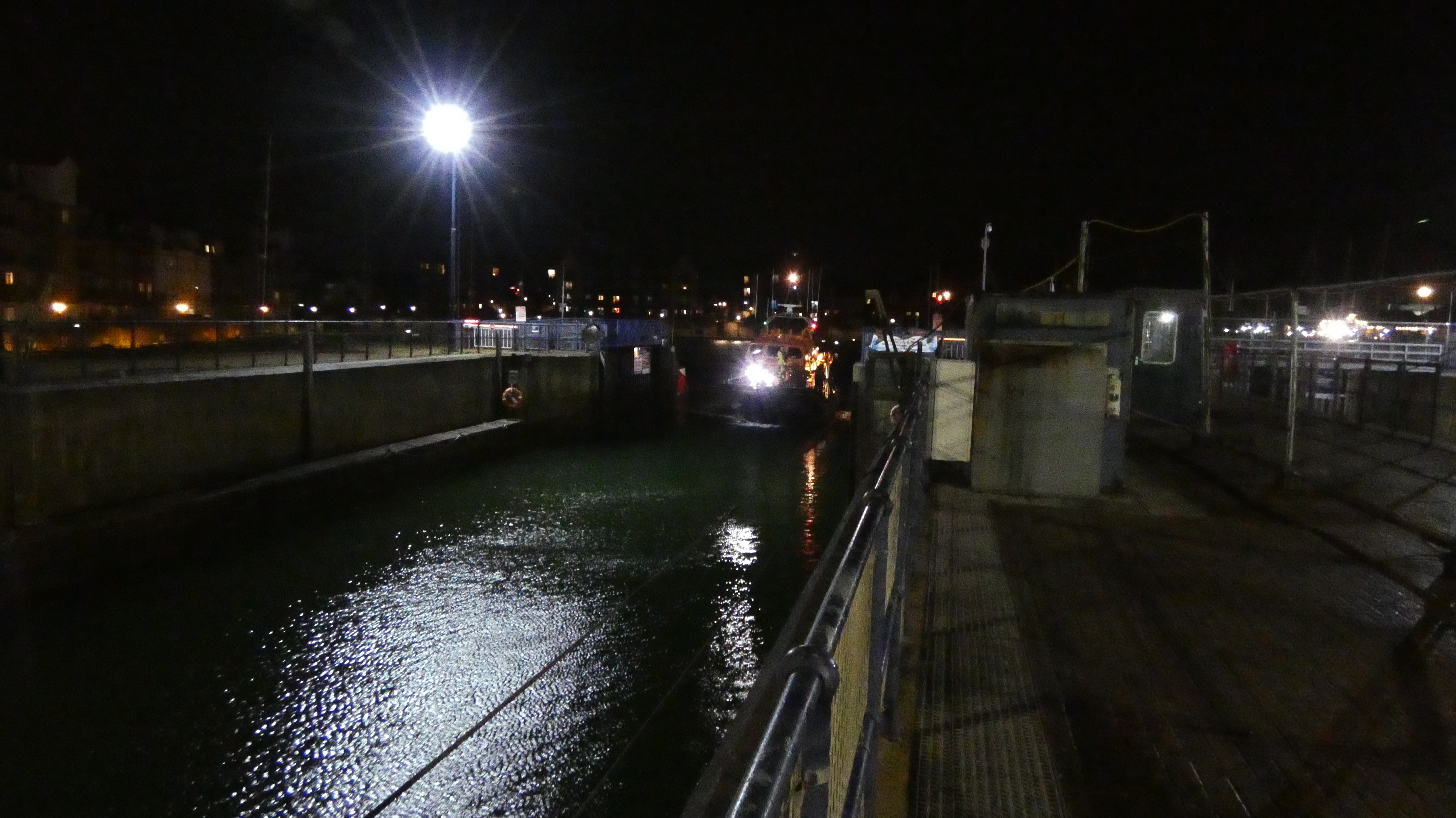 Tamar class lifeboat entering the locks