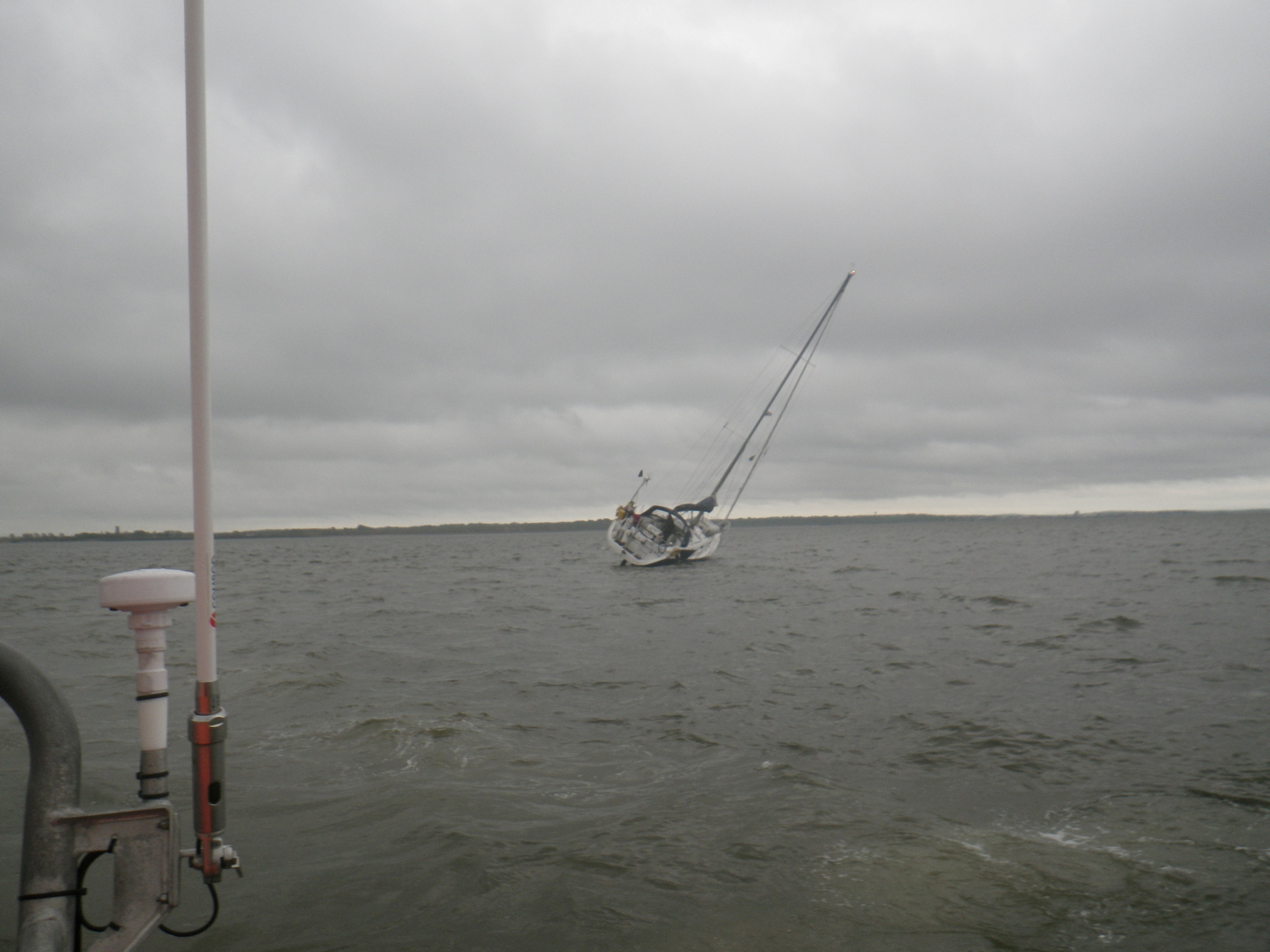 The 42-foot yacht aground off Reculver on Tuesday morning. 