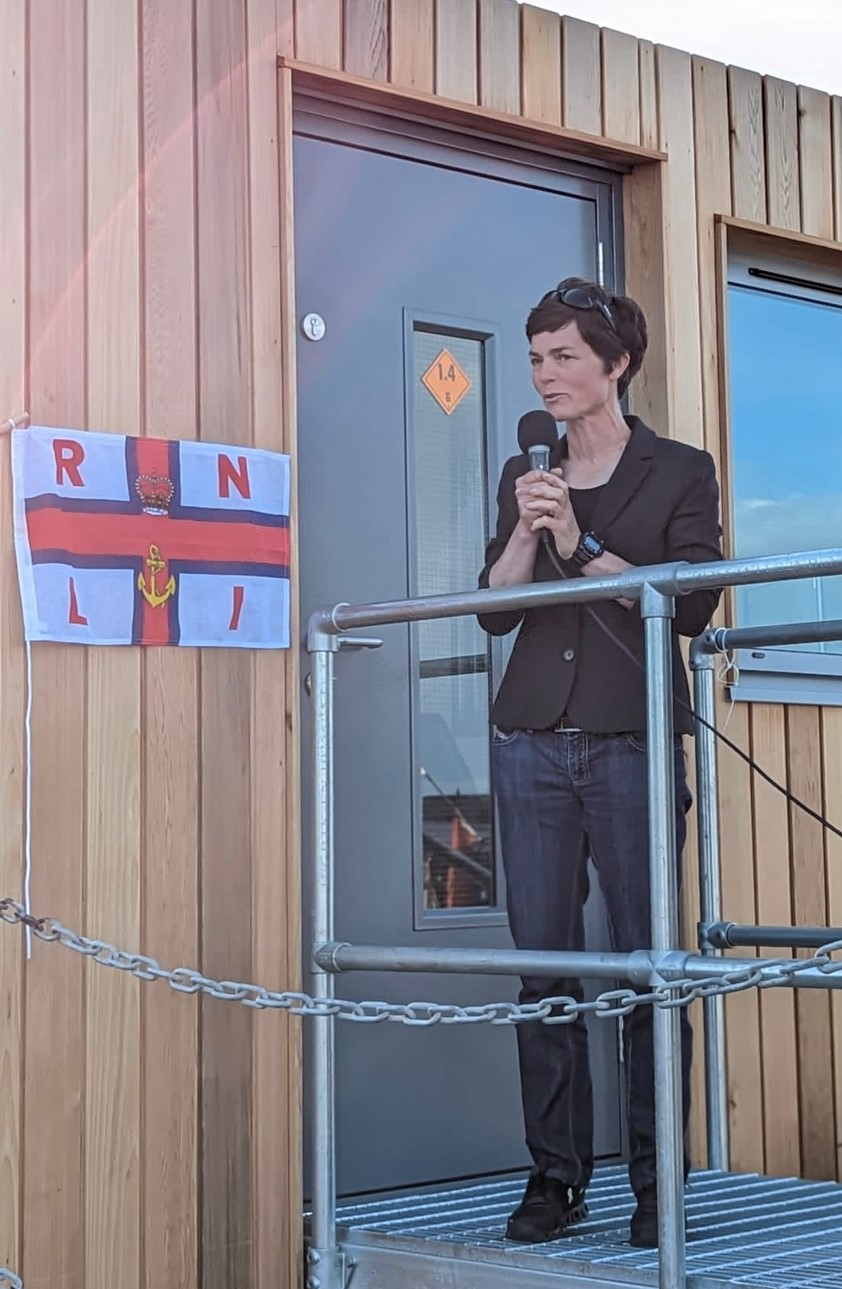 Photo of Ellen MacArthur speaking before officially opening the newly refurbished station.