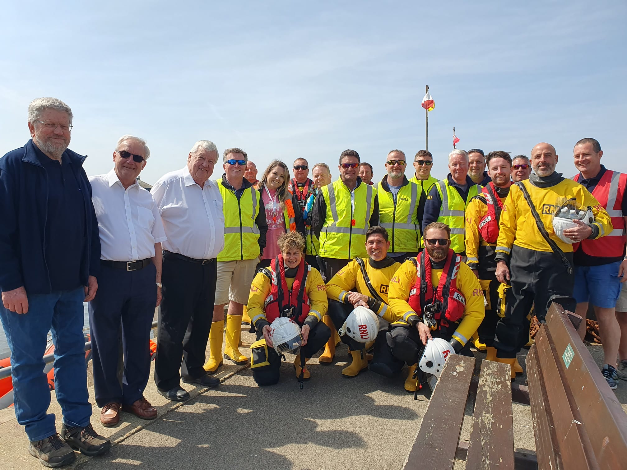 RNLI volunteers assembled to thank John Sellens for generous Probus donation