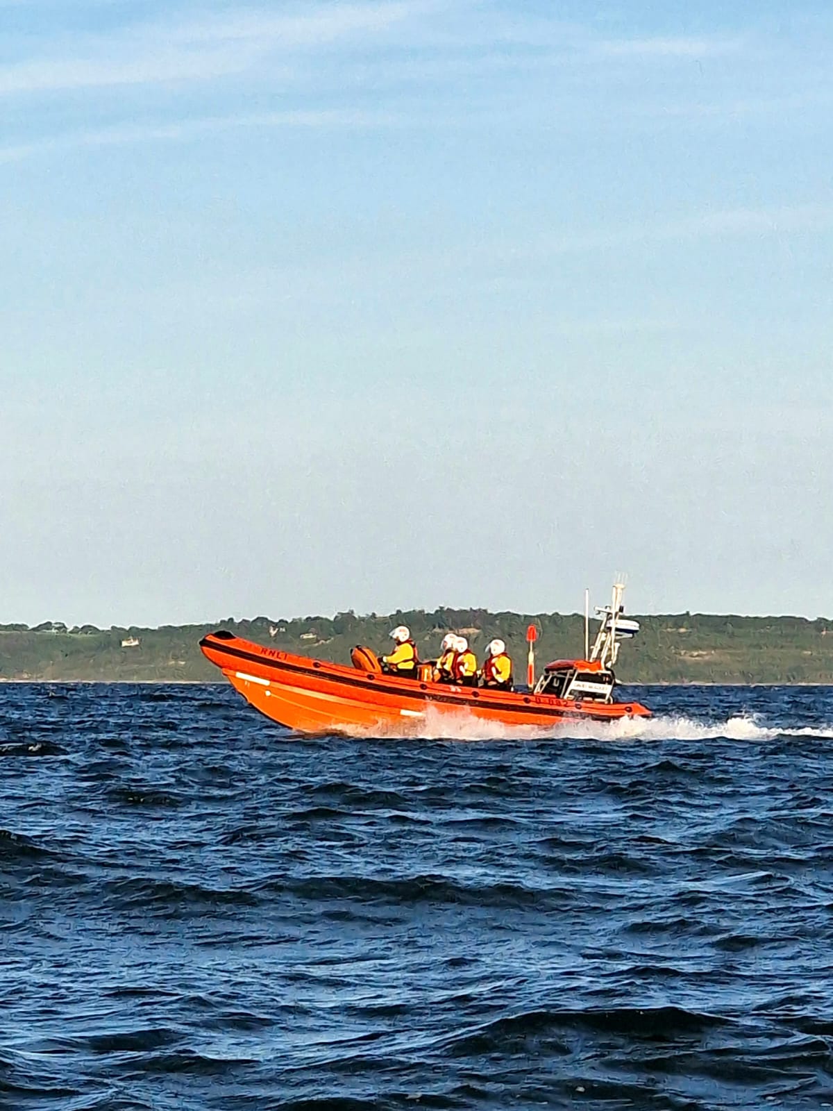 lifeboat on route to rescue in the water
