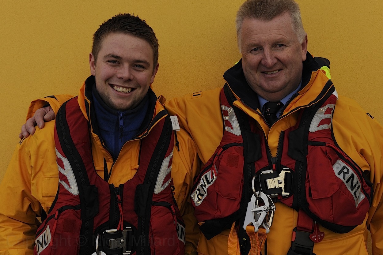 Coxswain John O'Donnell and his son Ciaran