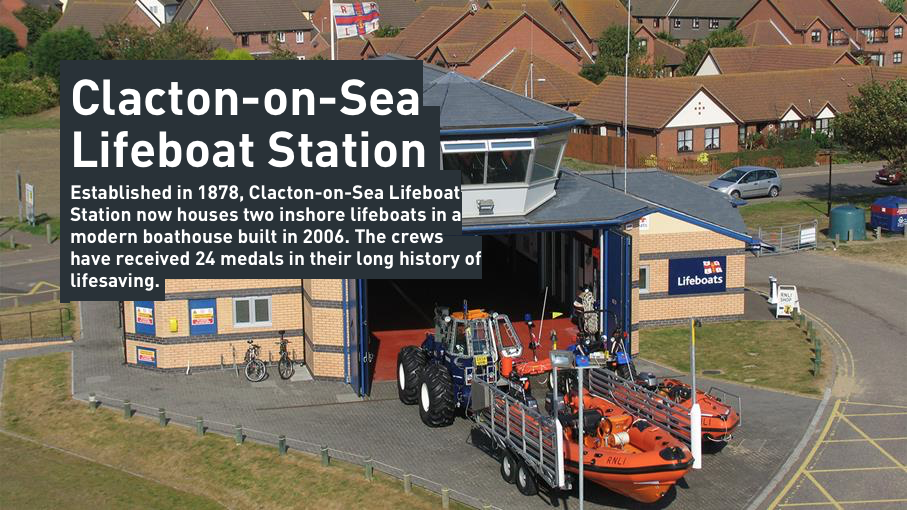 Photo of RNLI Clacton-on-Sea Lifeboat Station showing both lifeboats.