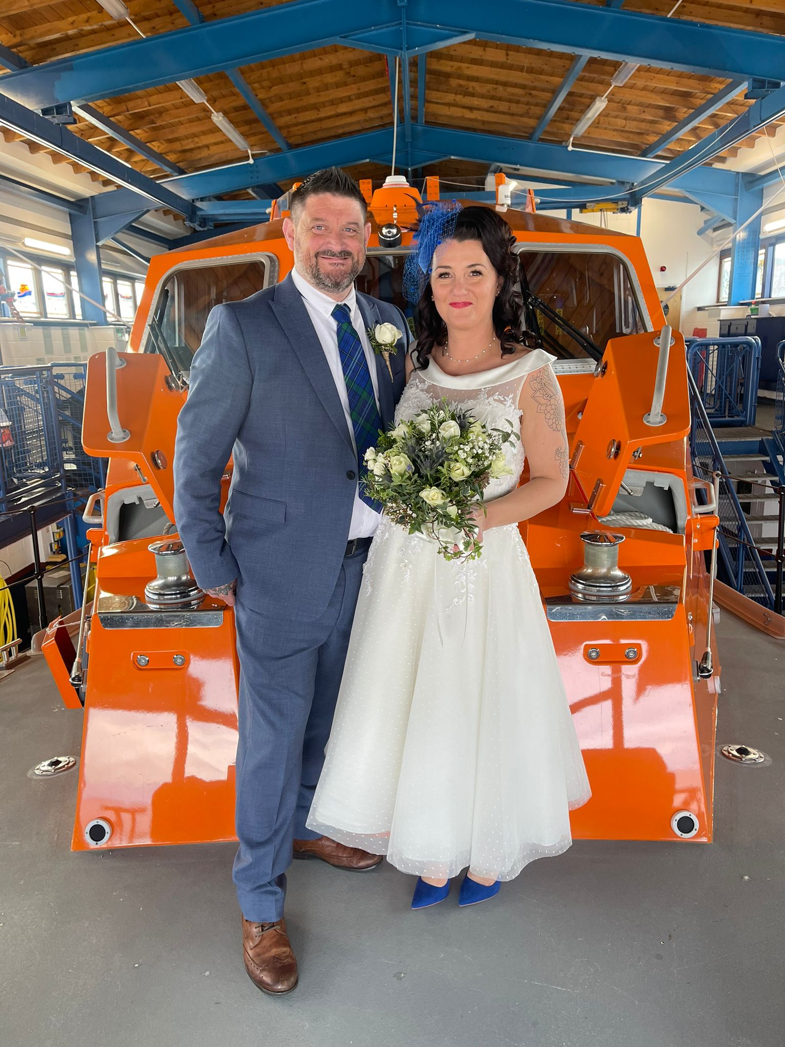 Newlyweds Neil and Monika at Cromer RNLI lifeboat station 
