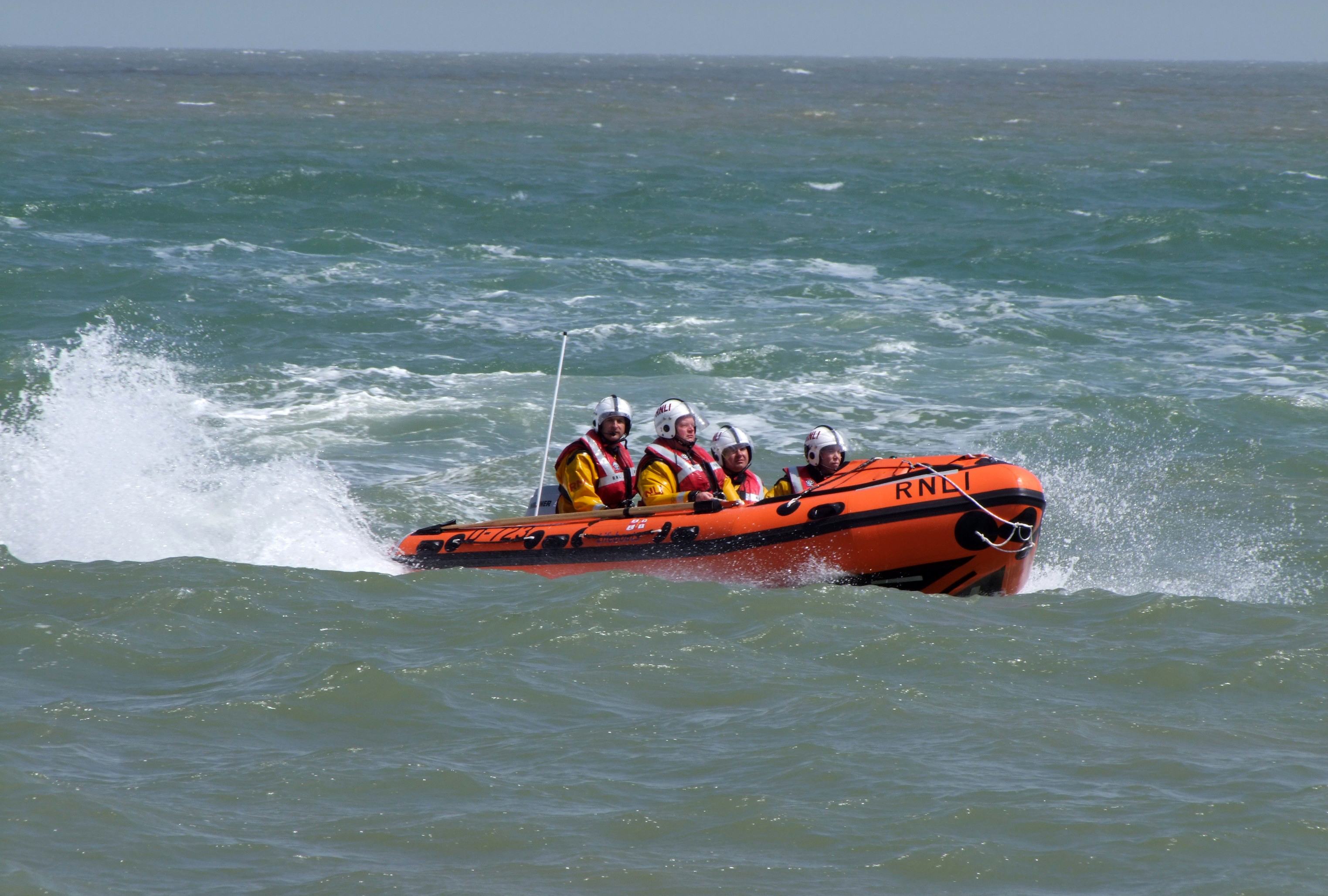 RNLI Clacton-on-Sea's D-Class Lifeboat launch to person in water call.