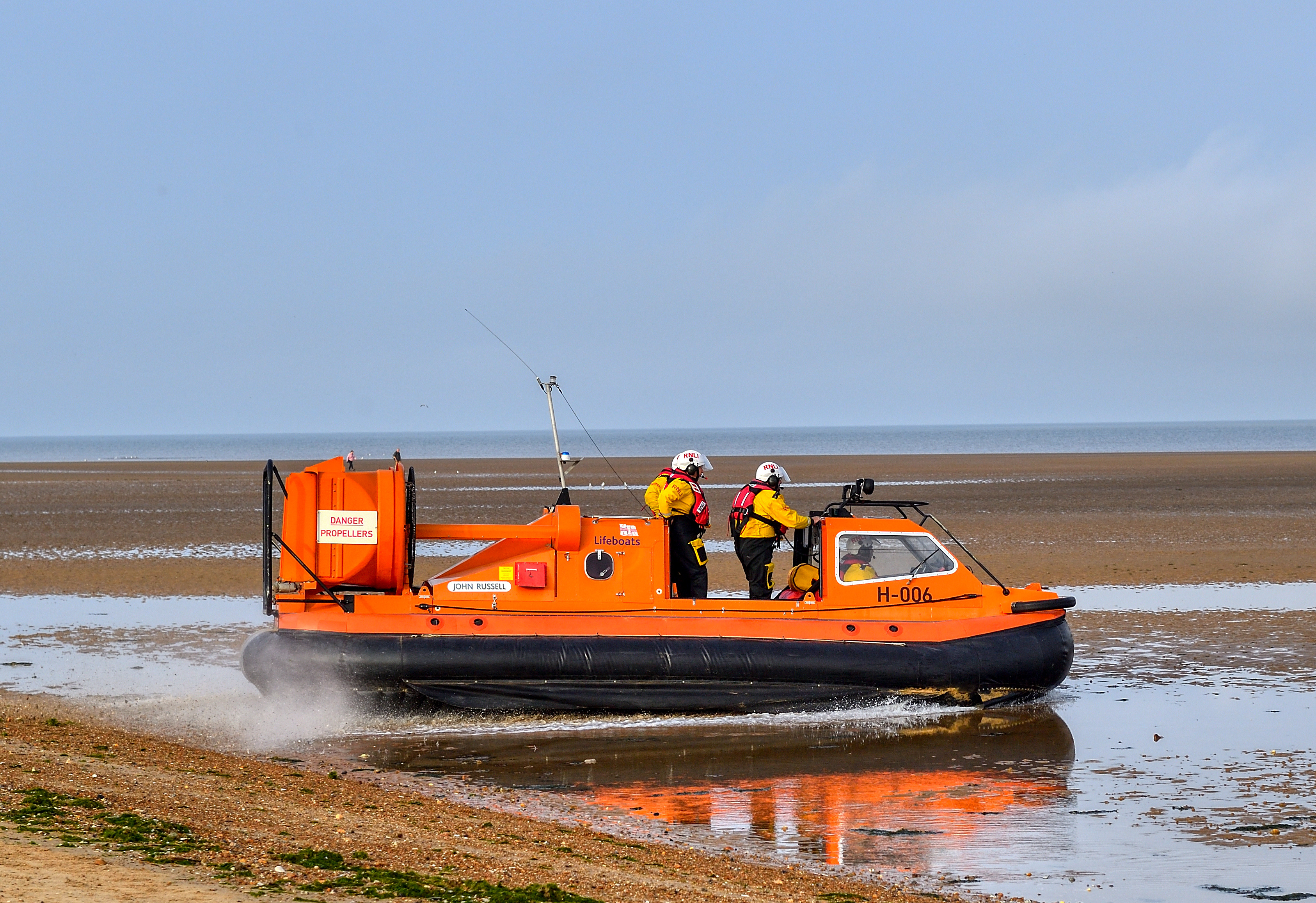 Hunstanton RNLI hovercraft rescues two people and dog cut off by tide ...