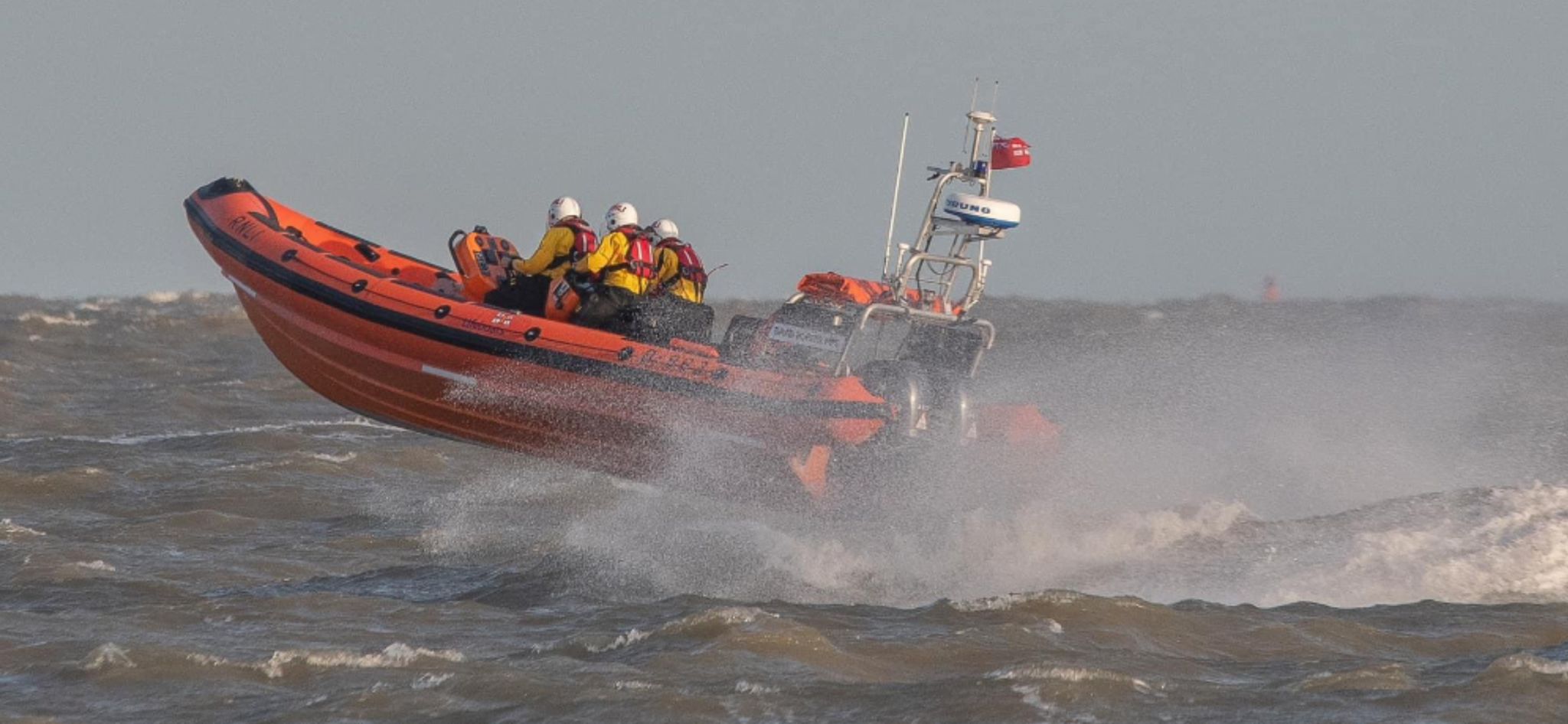 RNLI Clacton Atlantic 85 B-Class Lifeboat assists wing foiler