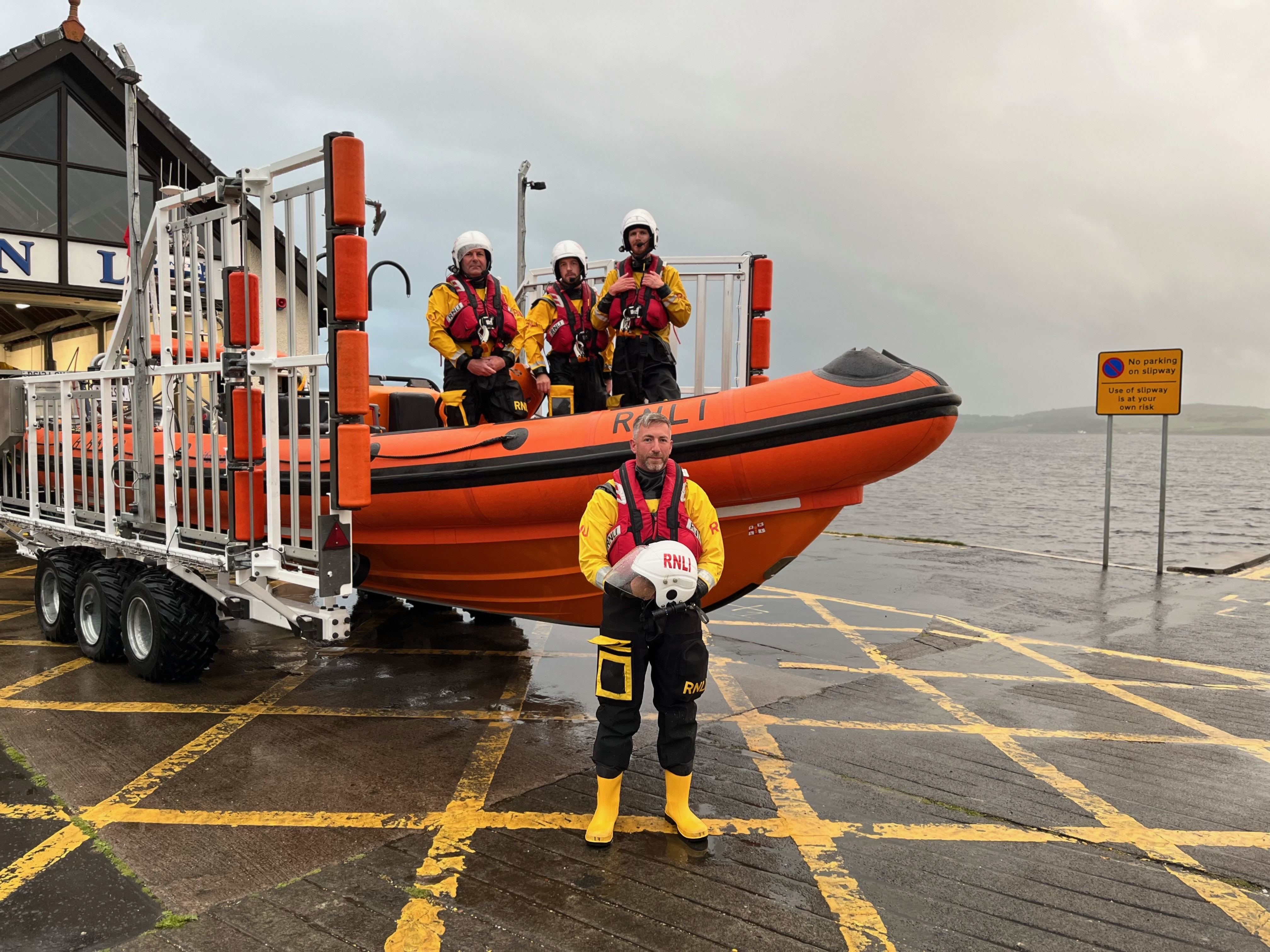 Mark standing with Largs lifeboat
