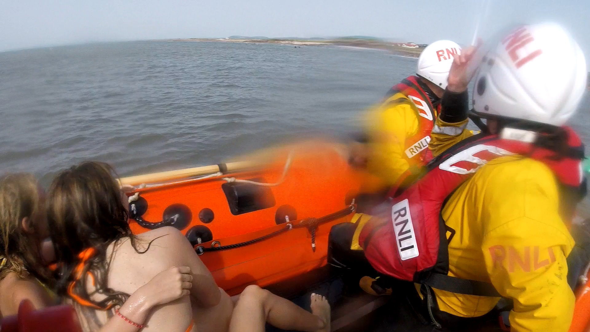 Swimmers who were rescued onboard D Class lifeboat