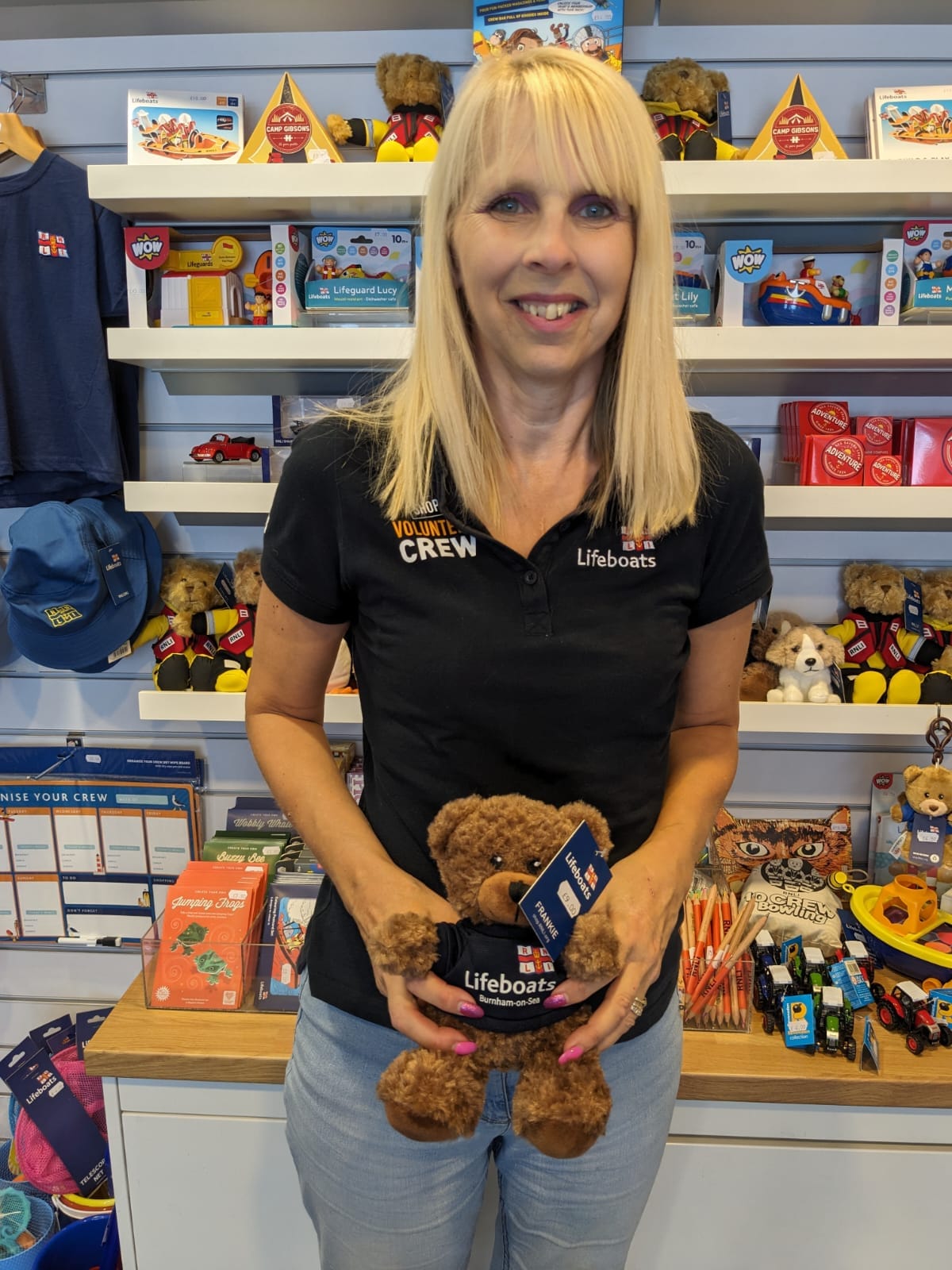 Sarah Hand in the lifeboat shop (RNLI Shop)