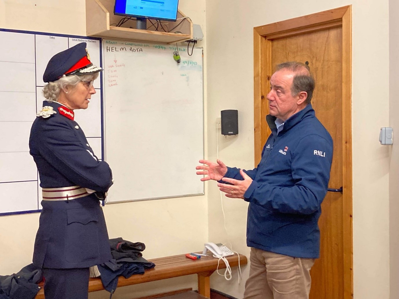 The station LOM and Lord Lieutenant in crew room