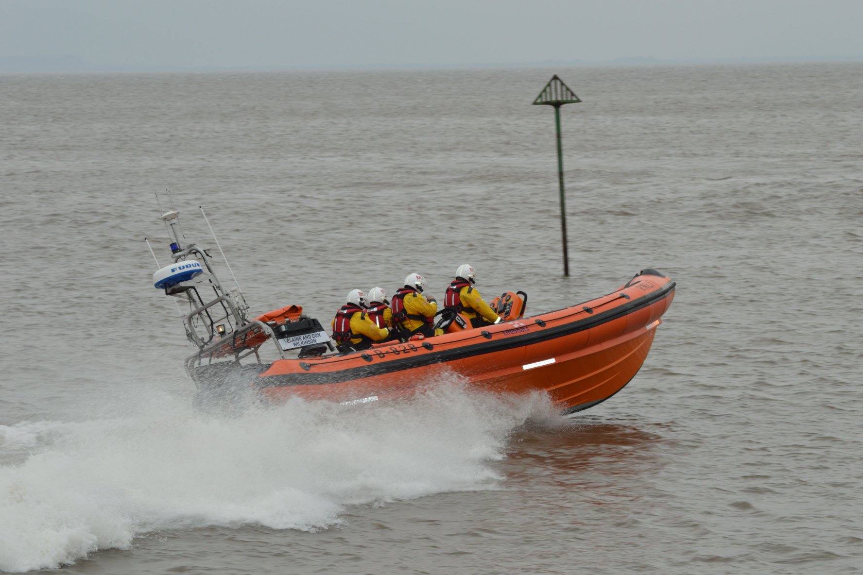 Lifeboat moving through the water