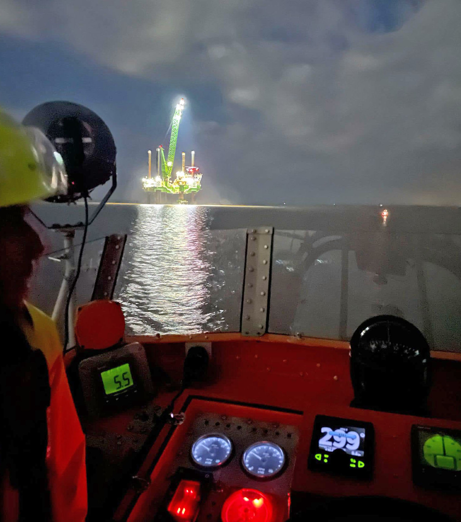 View of the drop barge with the medical emergency