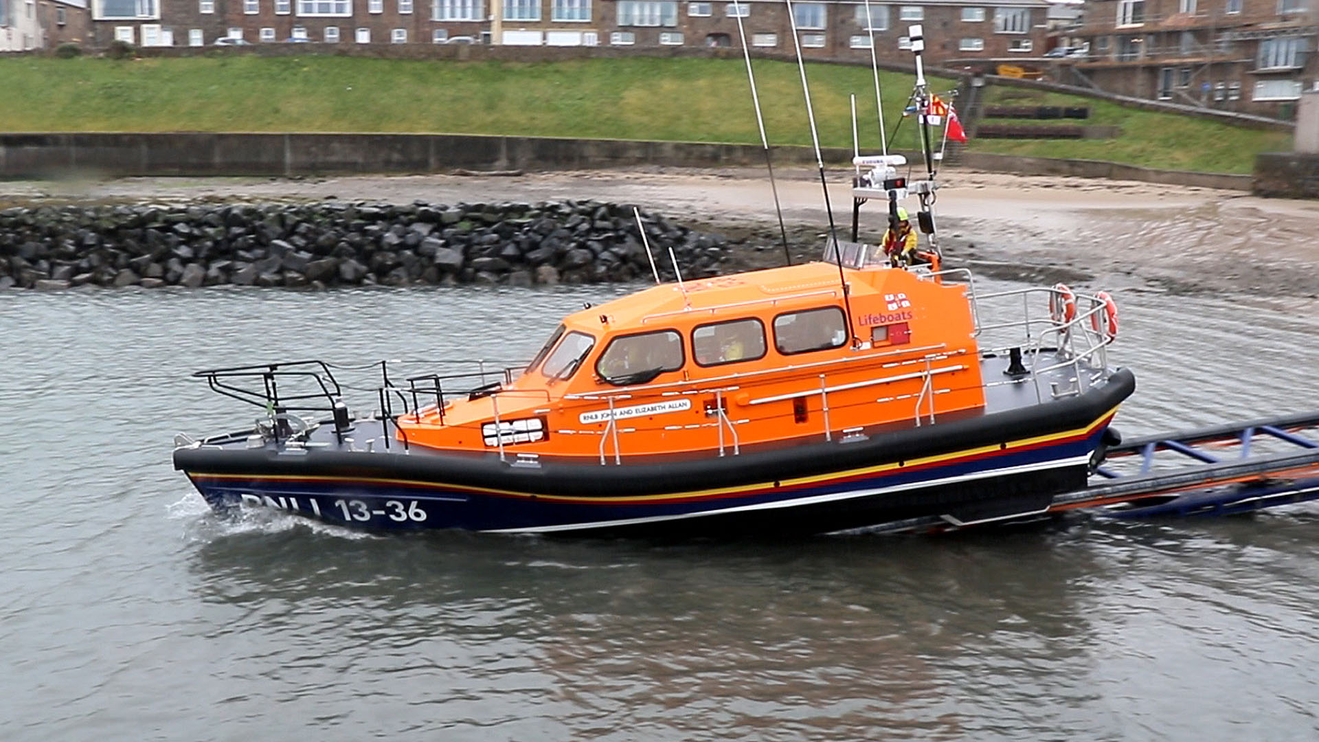 Seahouses All Weather Lifeboat "RNLB John and Elizabeth Allan" launching