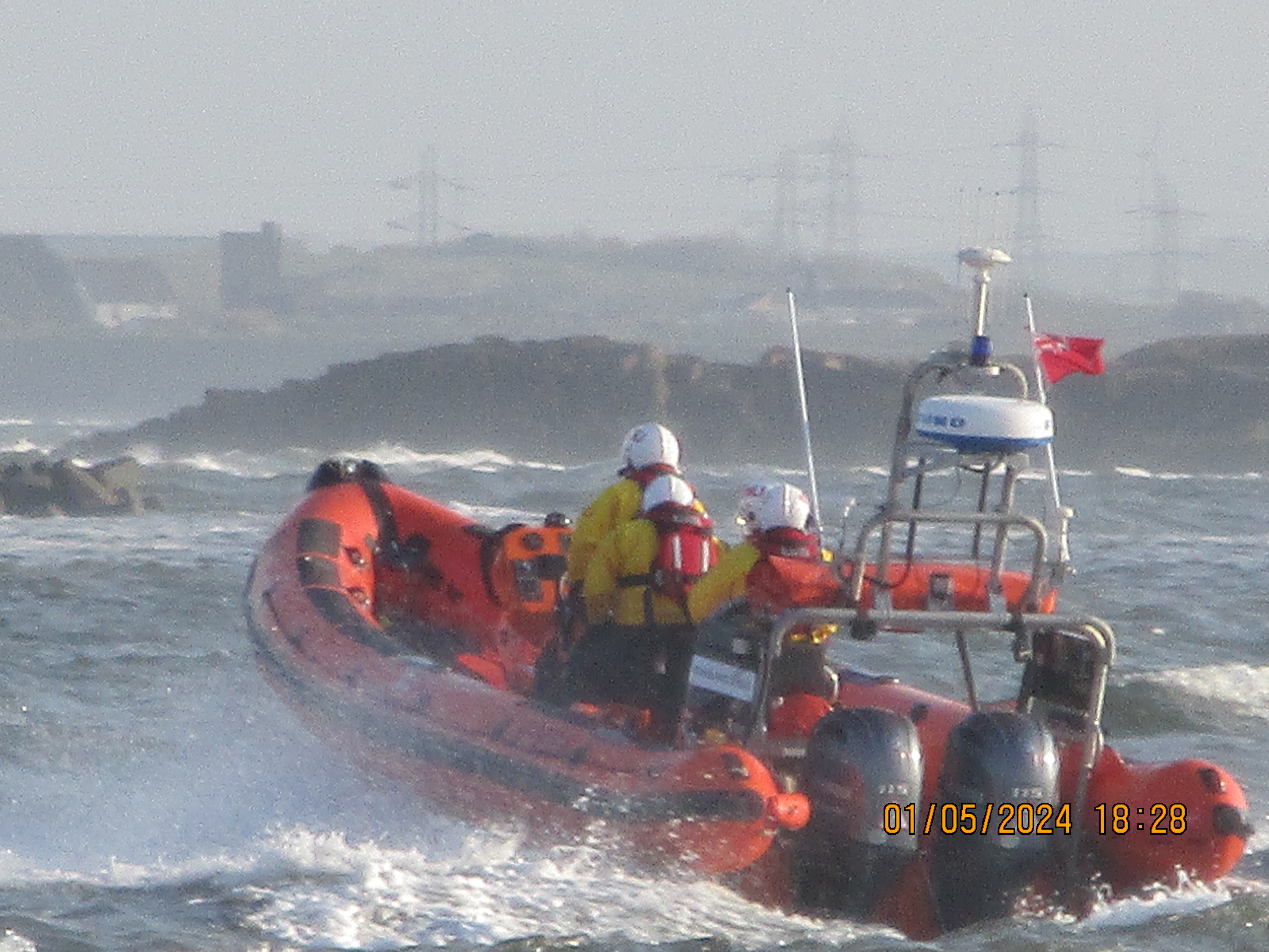 In choppy water in the bay