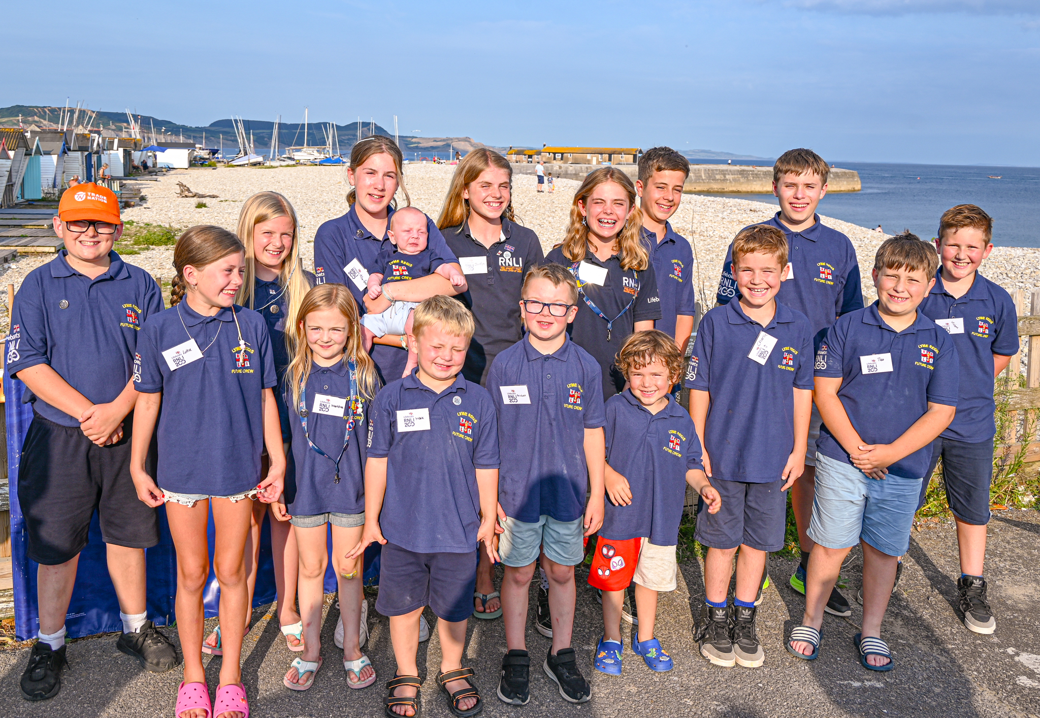 Goup photo of Lyme Regis RNLI crew children - The Future Crew