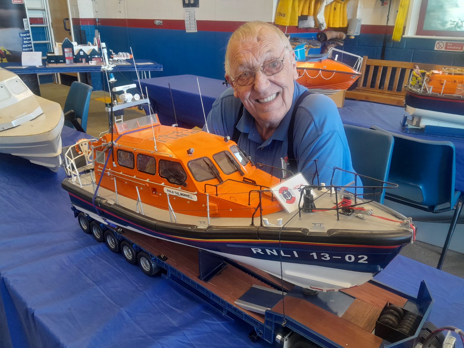 Ray Stockley and his 'Shannon' class lifeboat at the model lifeboat show to mark RNLI 200 at Whitstable RNLI on Sunday.