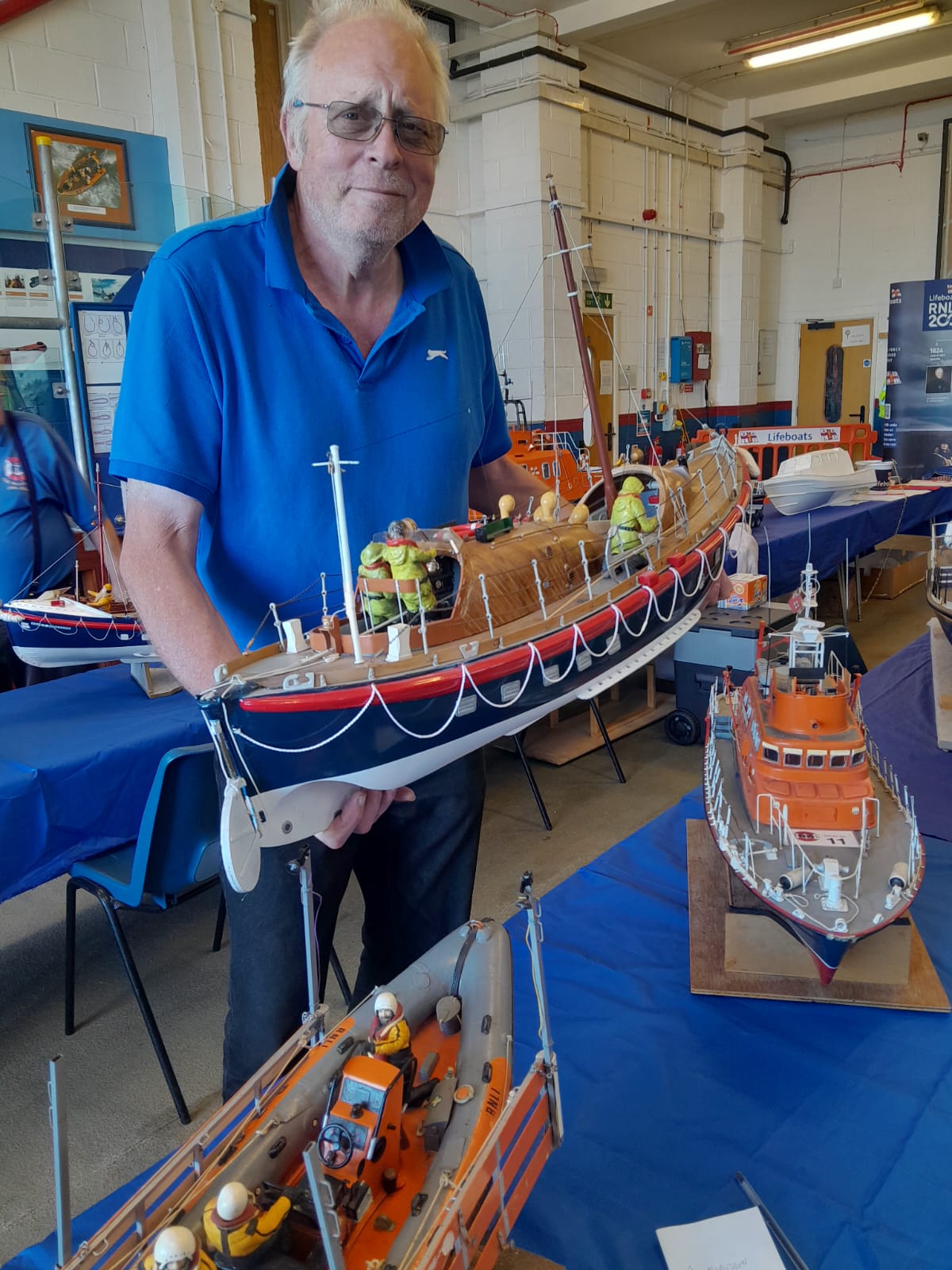 Paul Maplesden and his Watson Class lifeboat at the model lifeboat show to mark RNLI 200 at Whitstable RNLI on Sunday.