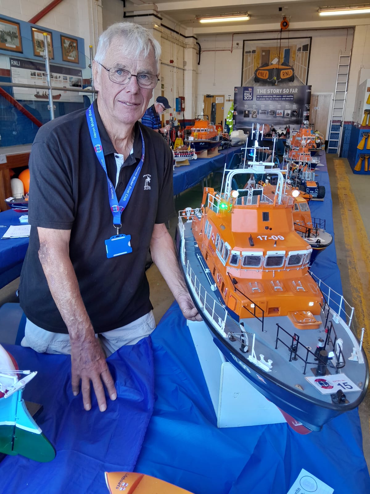 Ken Goddard and his model of Dover Lifeboat at the model lifeboat show to mark RNLI 200 at Whitstable RNLI on Sunday.