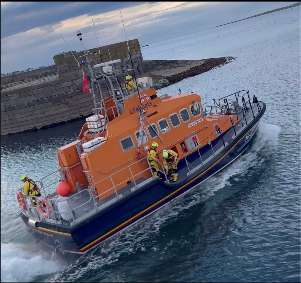 RNLI Lifeboat Macquarie departing Donaghadee Harbour