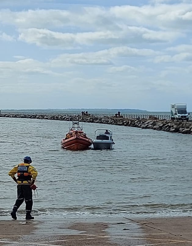 The Whitstable RNLI lifeboat brings the angling boat into Herne Bay harbour on Saturday afternoon.