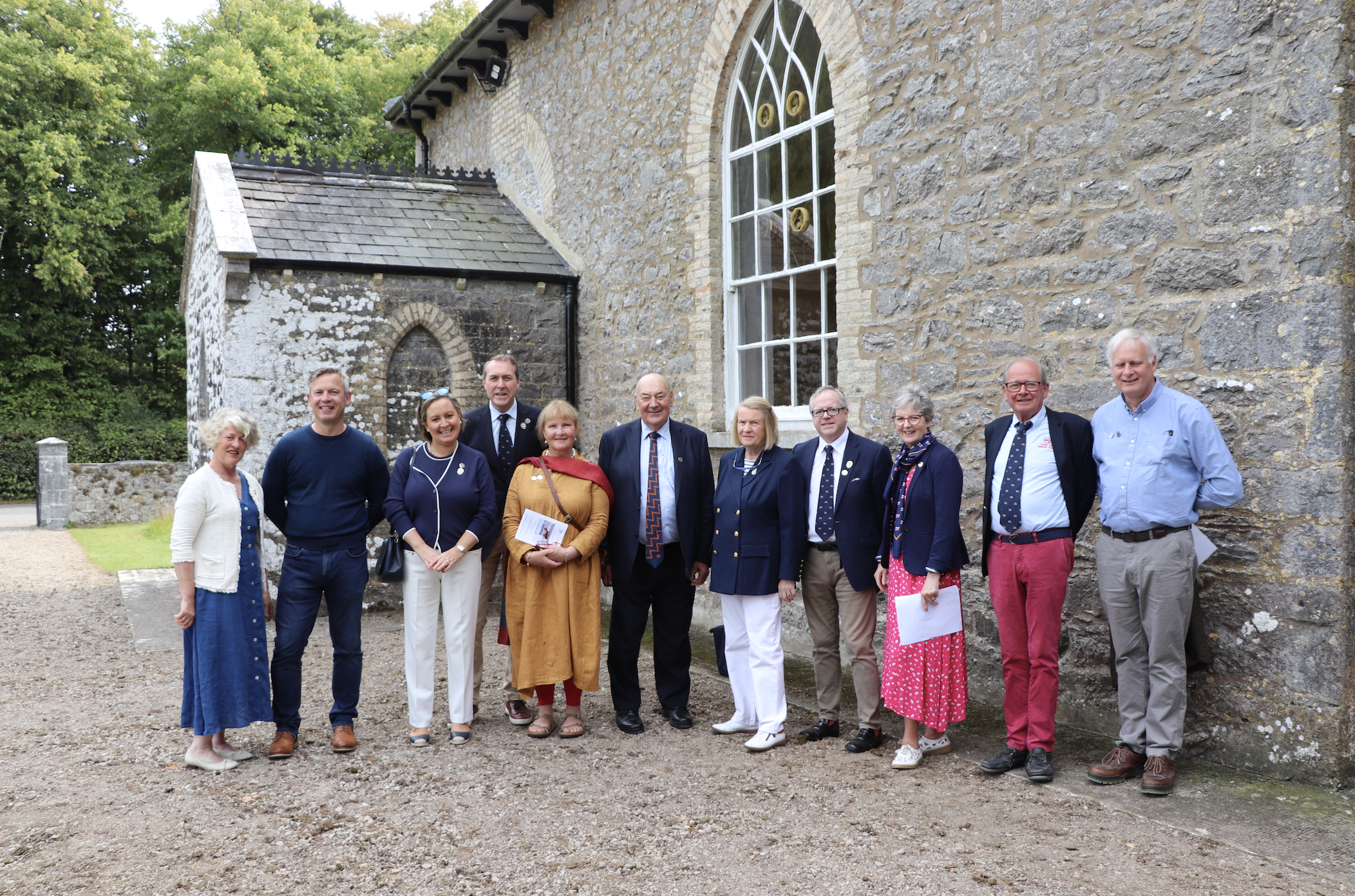 RNLI volunteers standing outside Killodiernan Church following the Service of Thanksgiving
