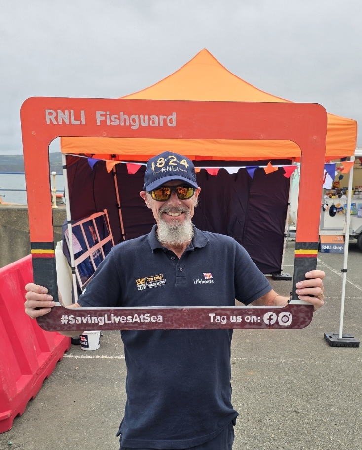 Fishguard RNLI volunteer Dave getting into the spirit of the day