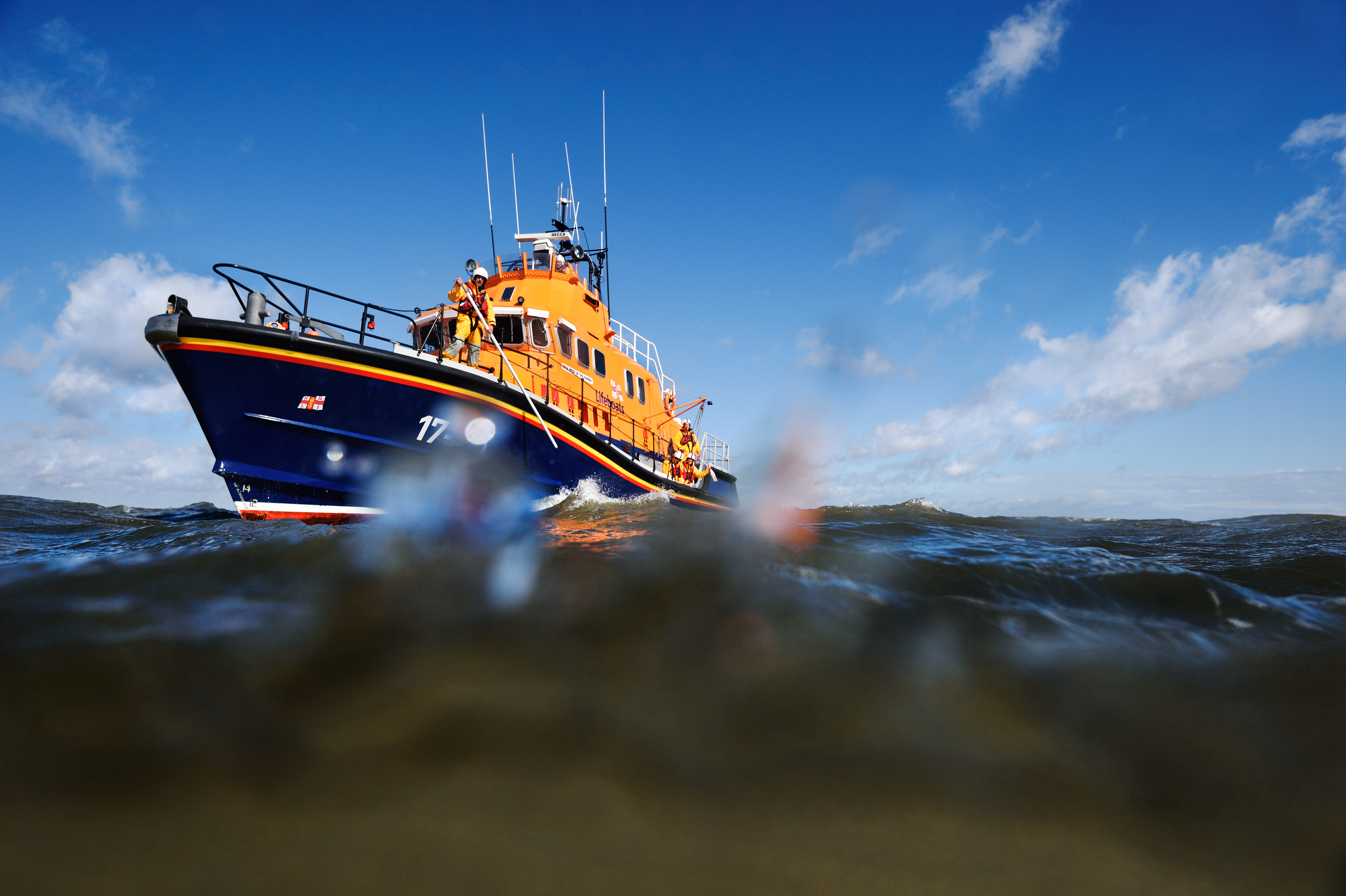 An image of Humber RNLI's all-weather lifeboat (ALB), Severn-class Pride of the Humber, at sea