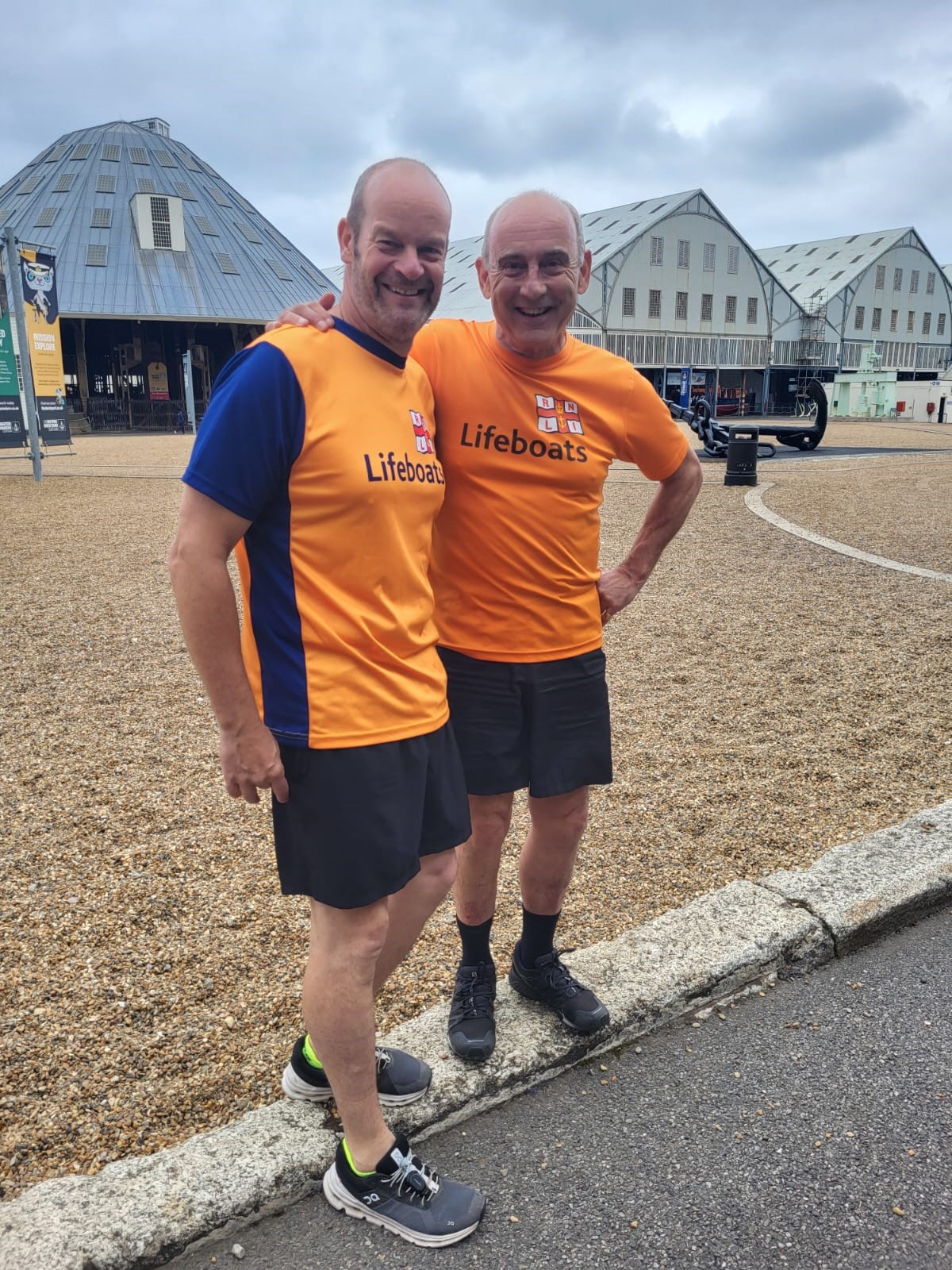 Stephen Wheatley and friend smiling after a 2 mile run