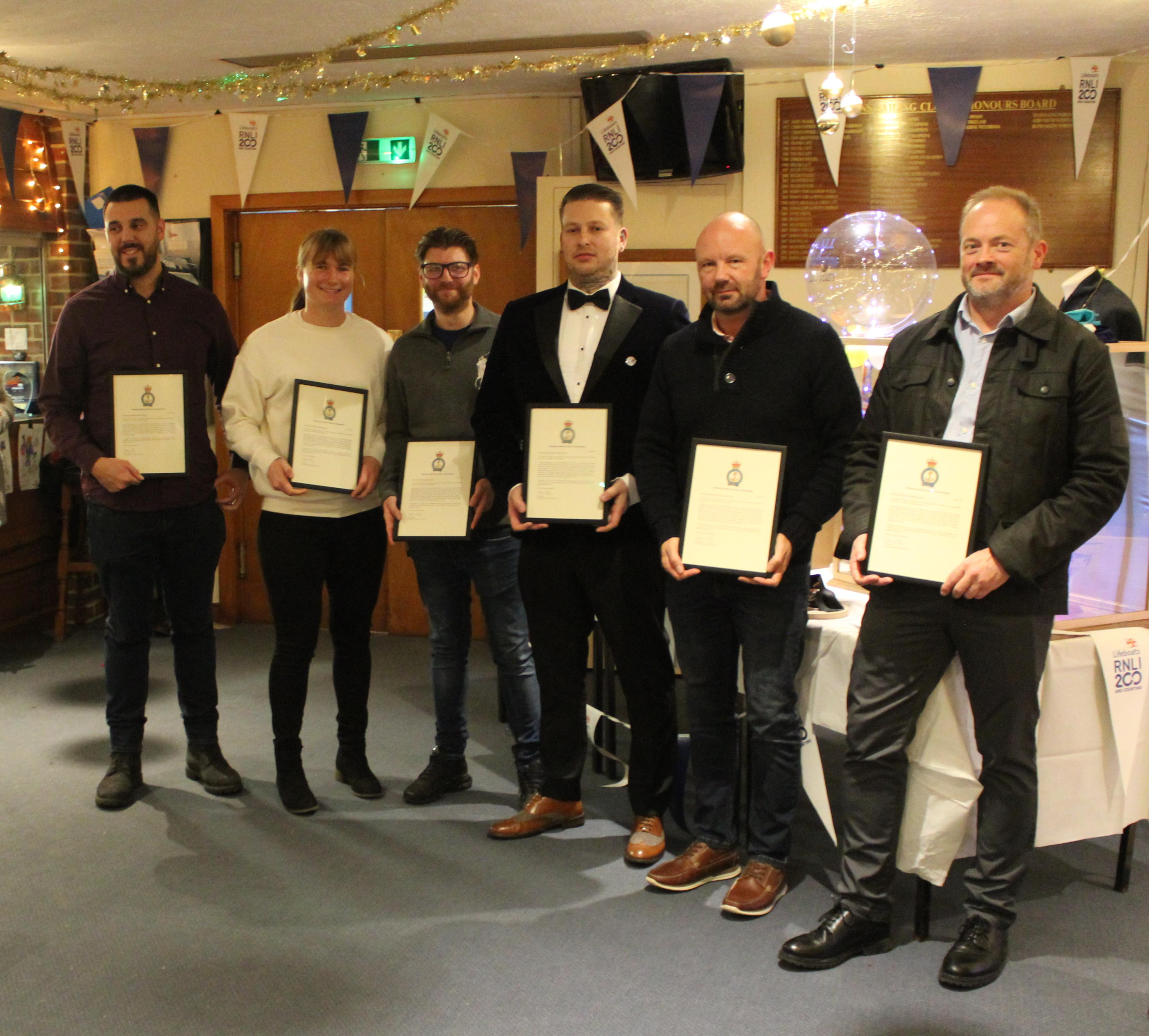 Crew members Max, Vicky, Luke, Brendon, Andrew and Dave with their awards.