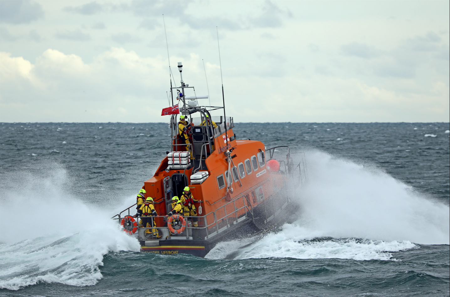 Lifeboat punching through sea swell