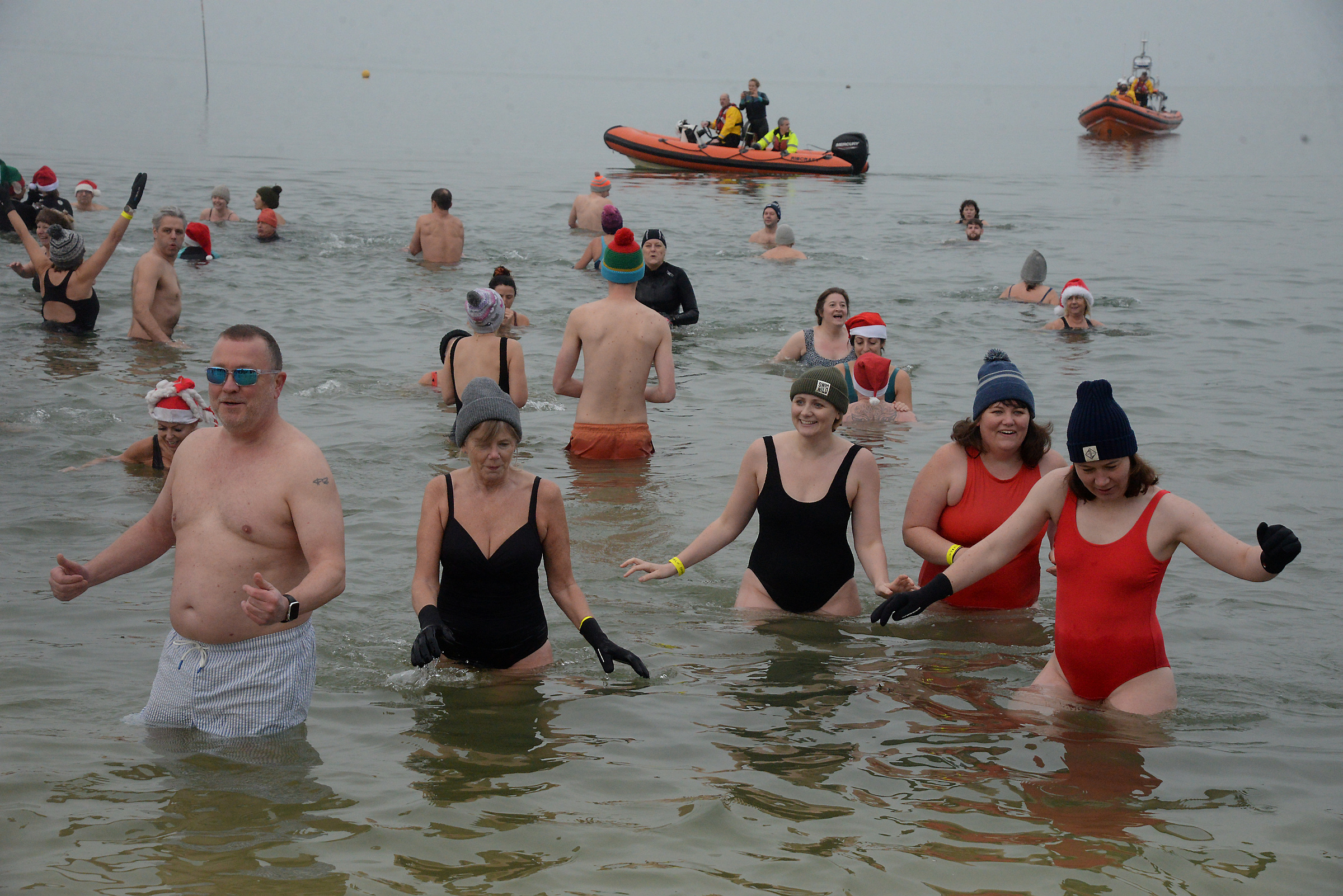 Hardy RNLI supporters who braved the chilly water for the Boxing Day dip at Whitstable RNLI.
