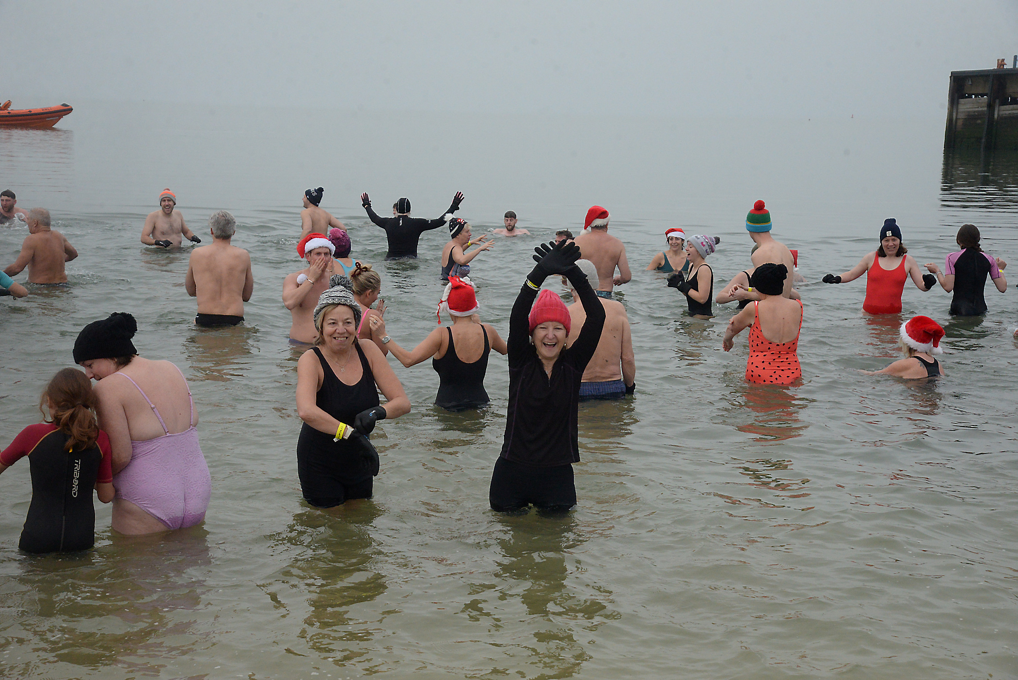 Hardy RNLI supporters who braved the chilly water for the Boxing Day dip at Whitstable RNLI